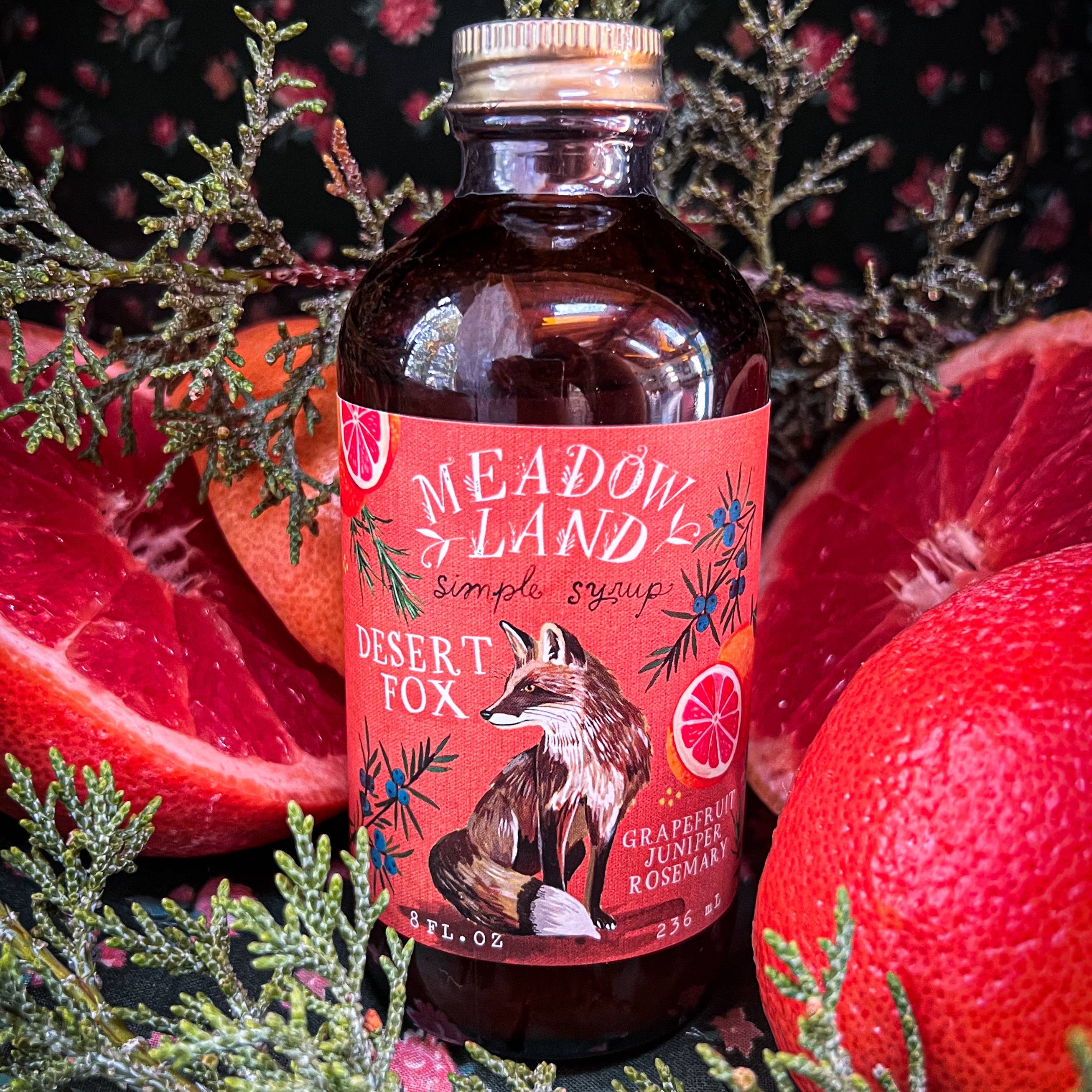 Oregon-made, handcrafted simple syrup to sweeten your cocktails, iced tea, or mock-tails. This blend is a perfect pairing of bright citrus and bold botanicals. A love note to the high desert of Oregon, fragrant juniper trees in late summer, and the fiery sky of a setting sun.

Details:

Tasting Notes: fresh grapefruit, summer herb gardens, desert skies
Ingredients: pure cane sugar, water, grapefruit juice, juniper, rosemary, cream of tartar
236 ml (8 FL. OZ) of magical goodness!