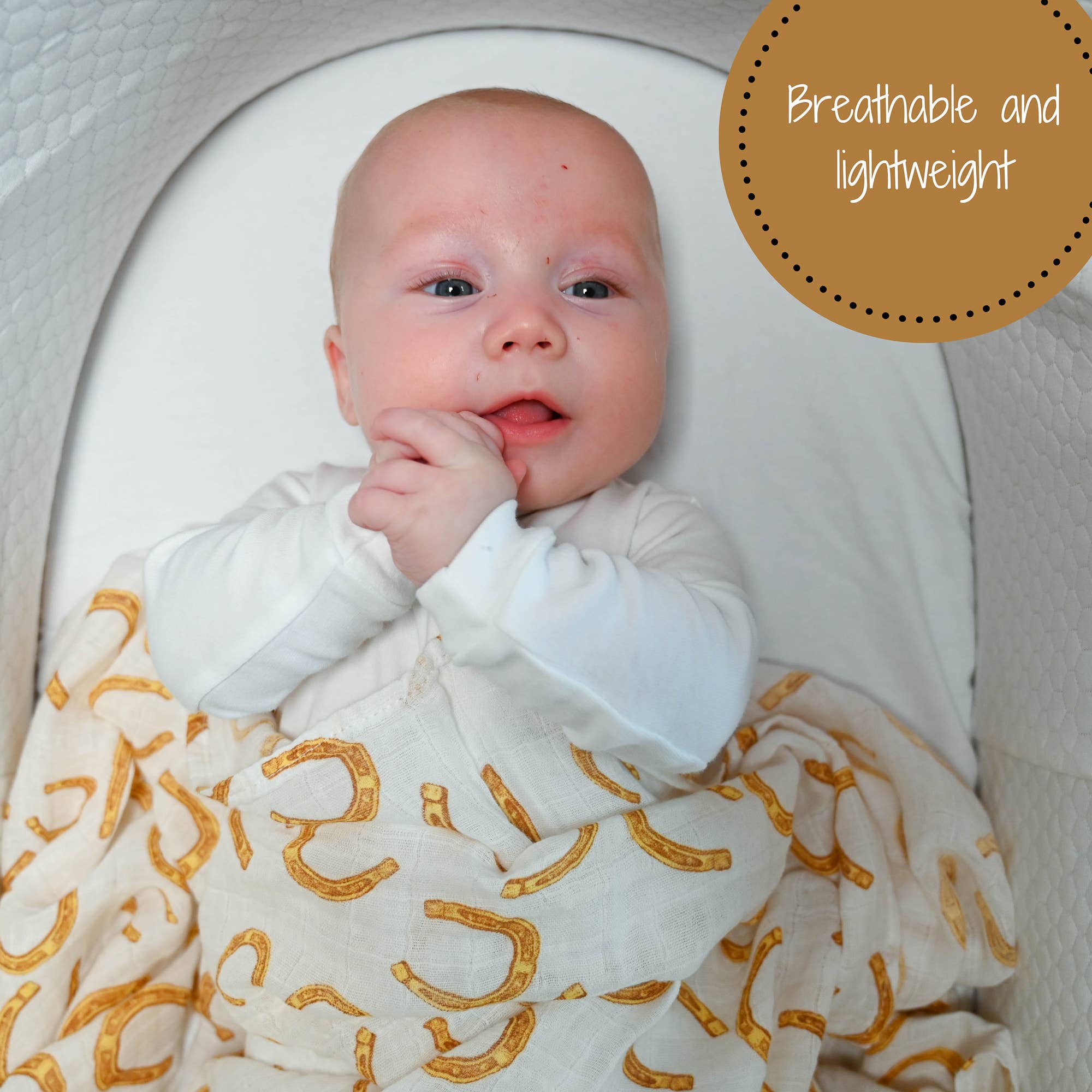 Lucky Horseshoe Baby Muslin Swaddle Blanket
