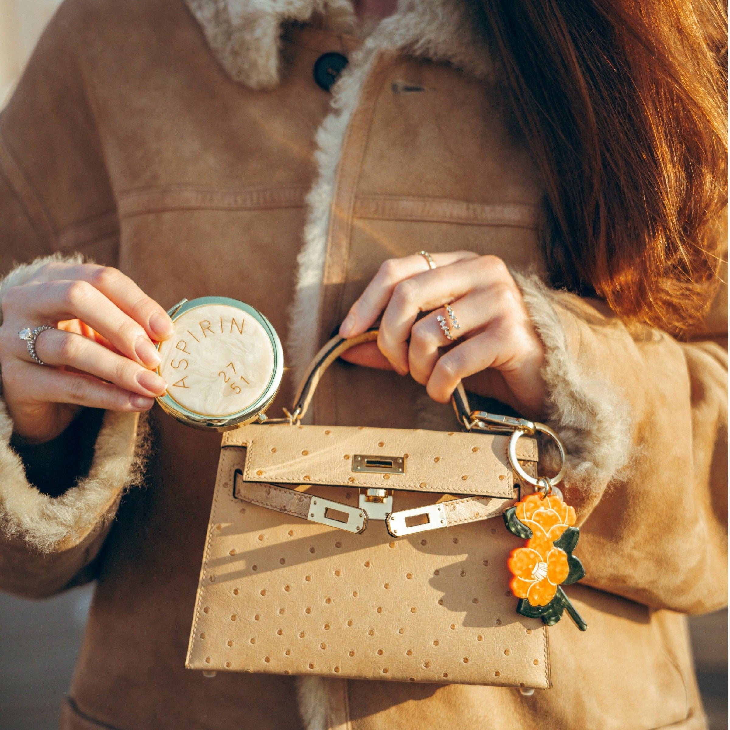 Hand-painted Aspirin Handbag Hero Pill Compact