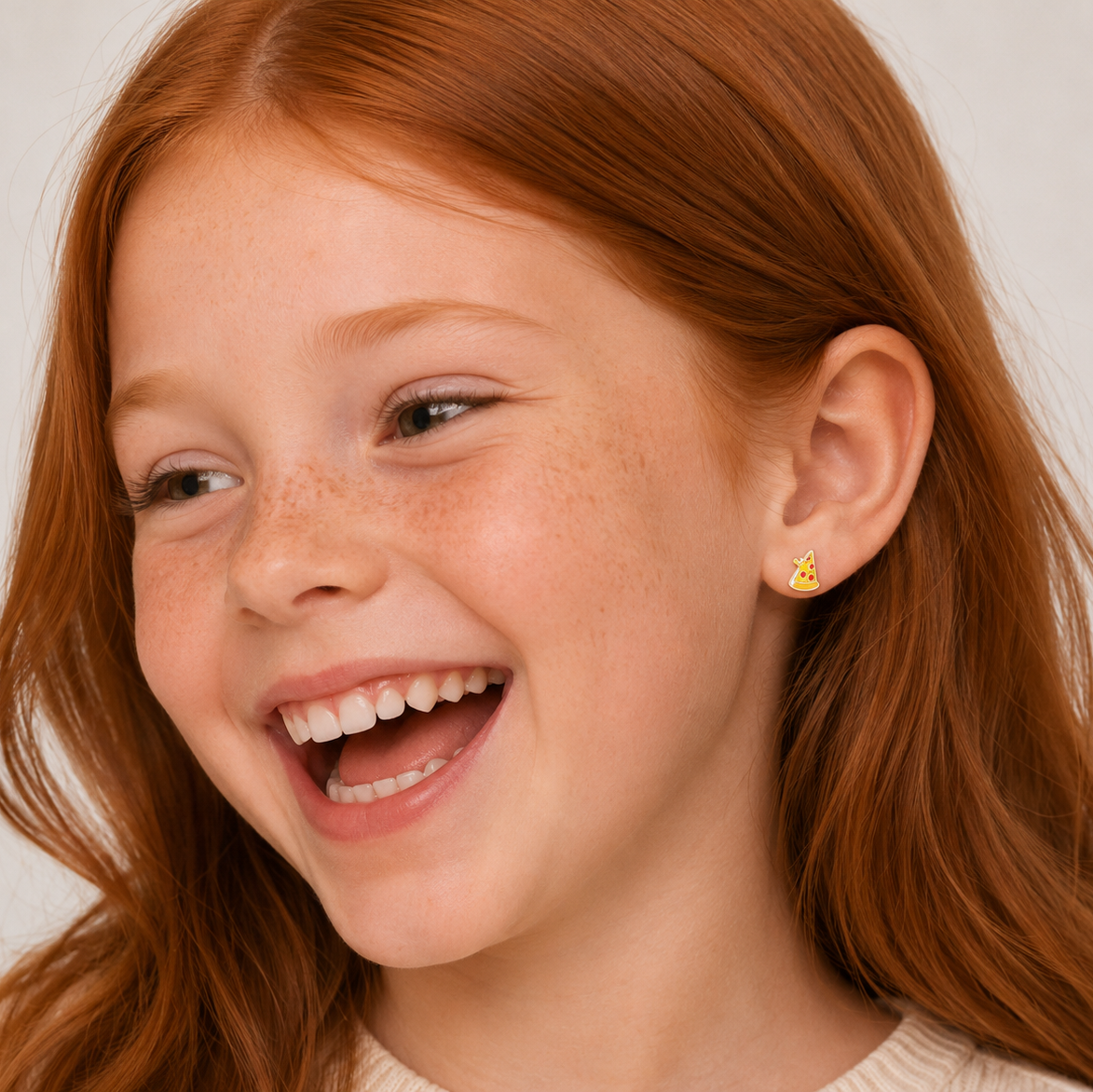 Pizza Enamel Flat Back Kids Earrings