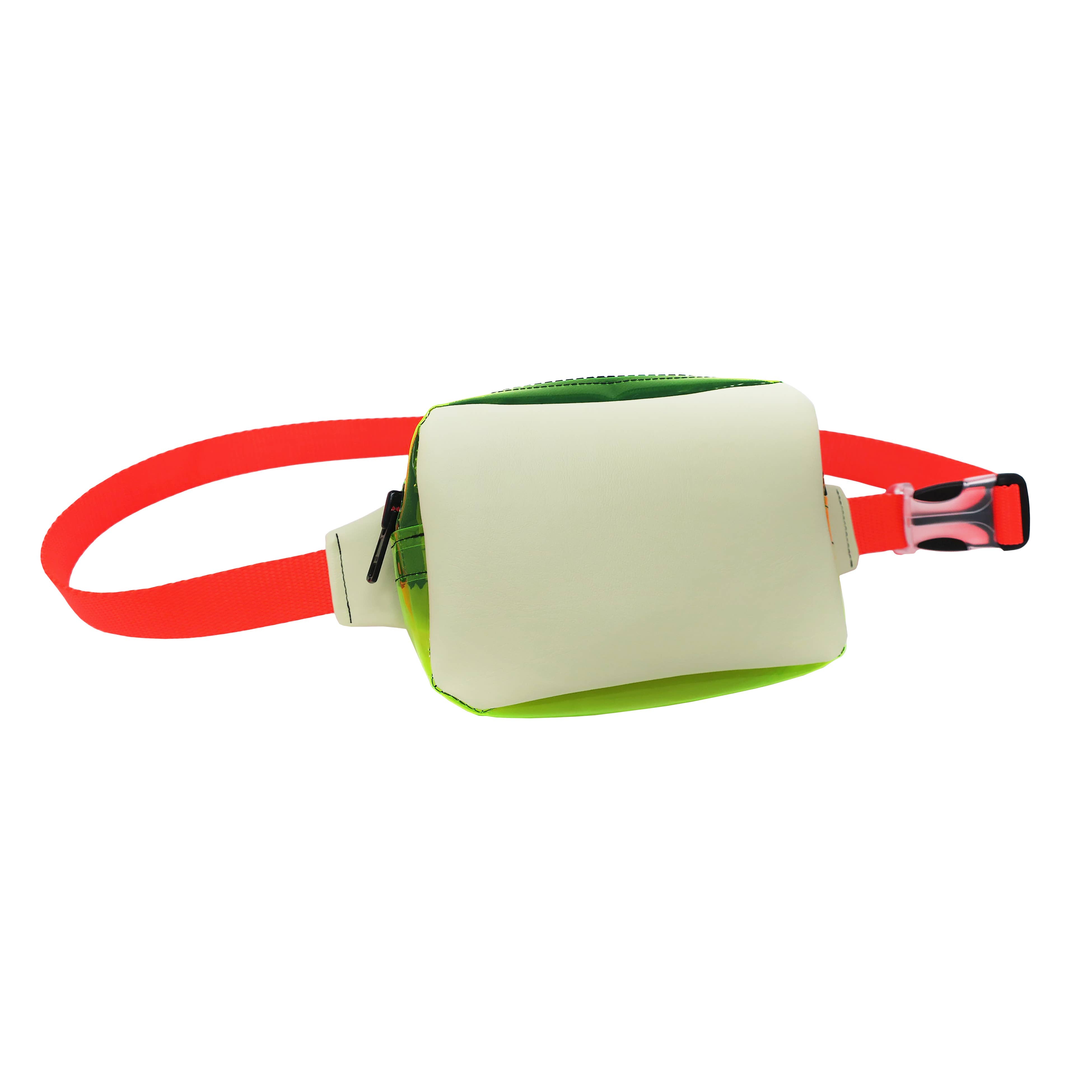 Cream & Yellow w/ Neon Orange Strap Fanny Pack