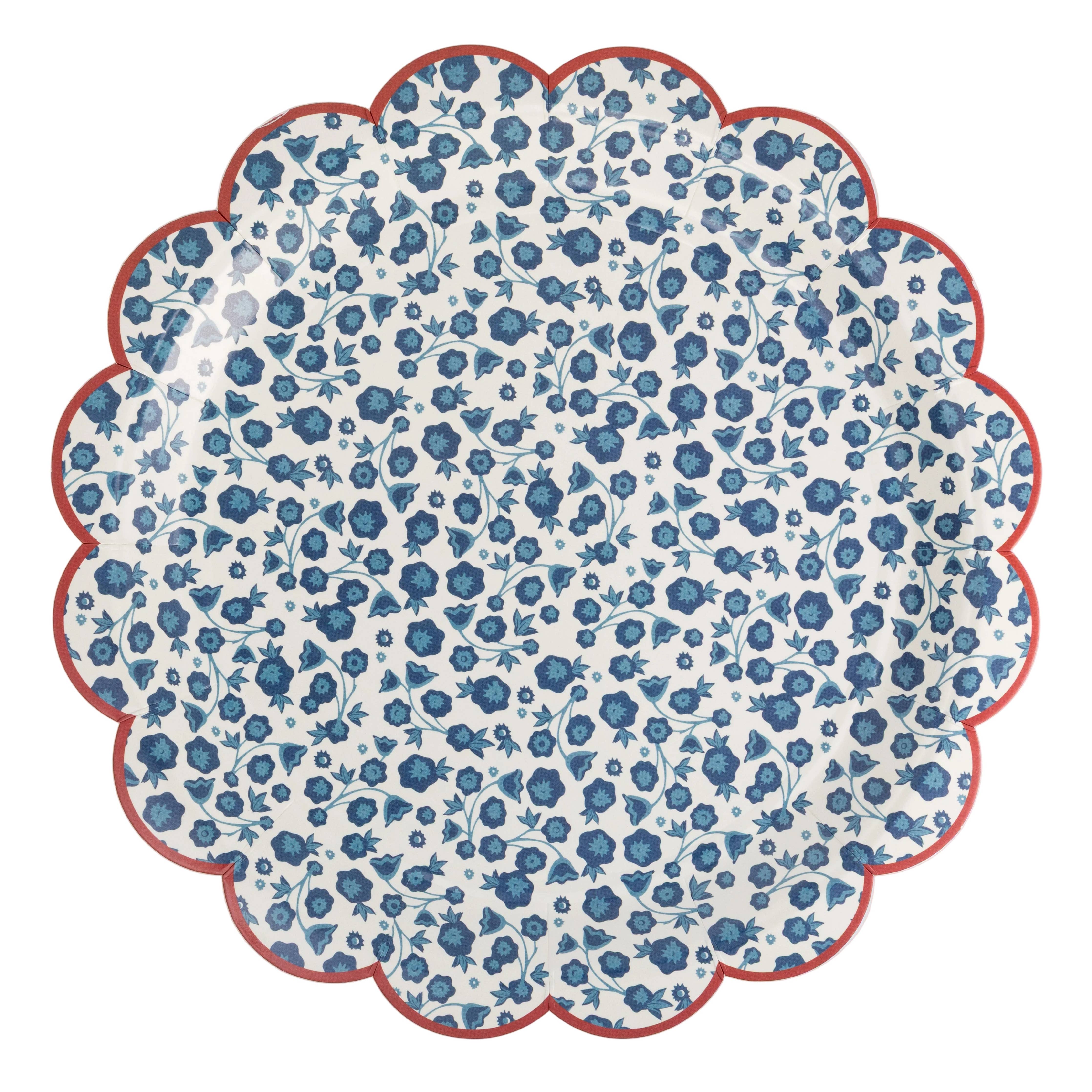 Set the scene for your next patriotic celebration with our Blue Ditsy Floral Paper Dinner Plates from the Hamptons collection, perfect for Fourth of July, Memorial Day, or any Americana-inspired summer gathering. Featuring a charming blue floral pattern and elegant scalloped edges, these sturdy paper plates bring effortless style and convenience to your festive table.