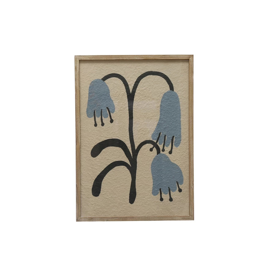 Add a touch of whimsy and charm to your walls with our Wood Framed Glass &amp; Textured Paper Wall Décor featuring delicate flowers. The perfect statement piece for any room, this unique decoration brings together the beauty of nature and the warmth of wood in one stunning piece. 19-3/4"W x 27-1/2"H