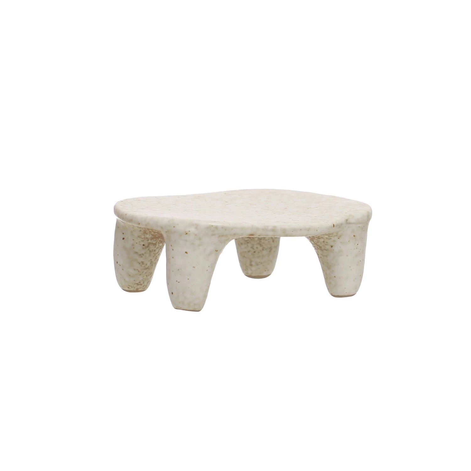 Cream Stoneware Footed Dish