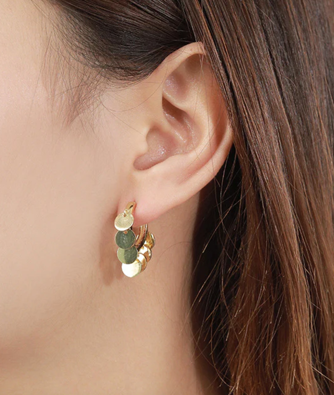 Mayall Sequin Disc Gold Plated Hoop Earrings Holiday Hoops