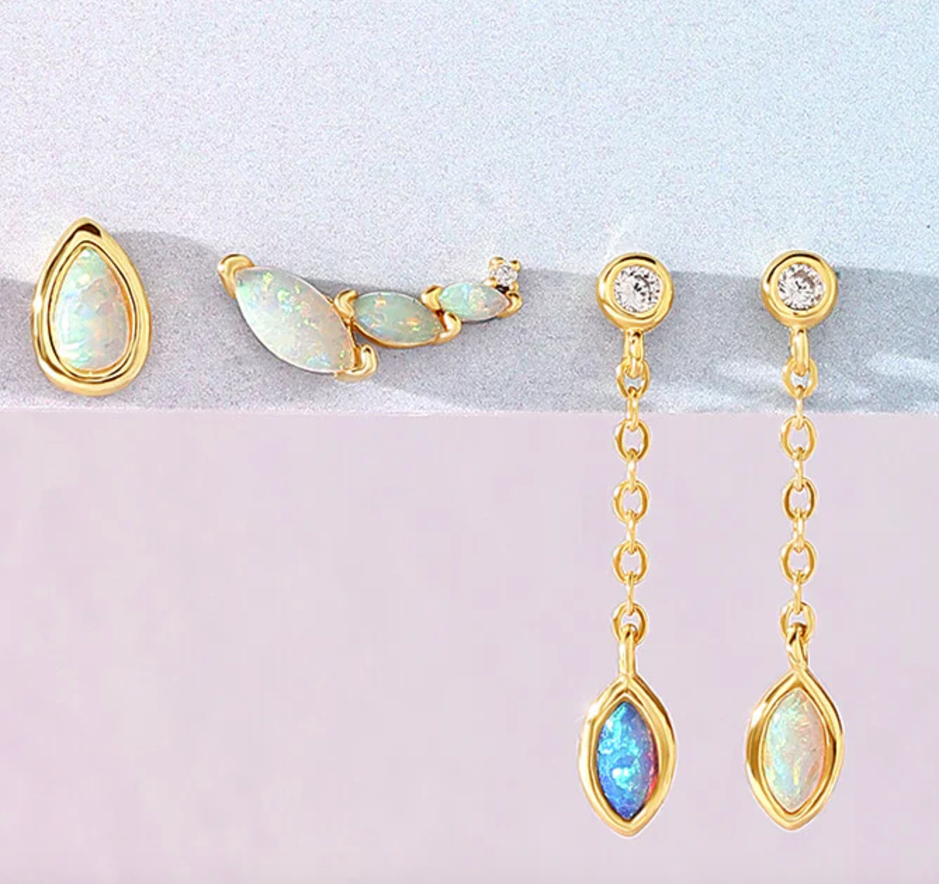 Stellar Opal Marquis Climber Stud Earrings Holiday Stud