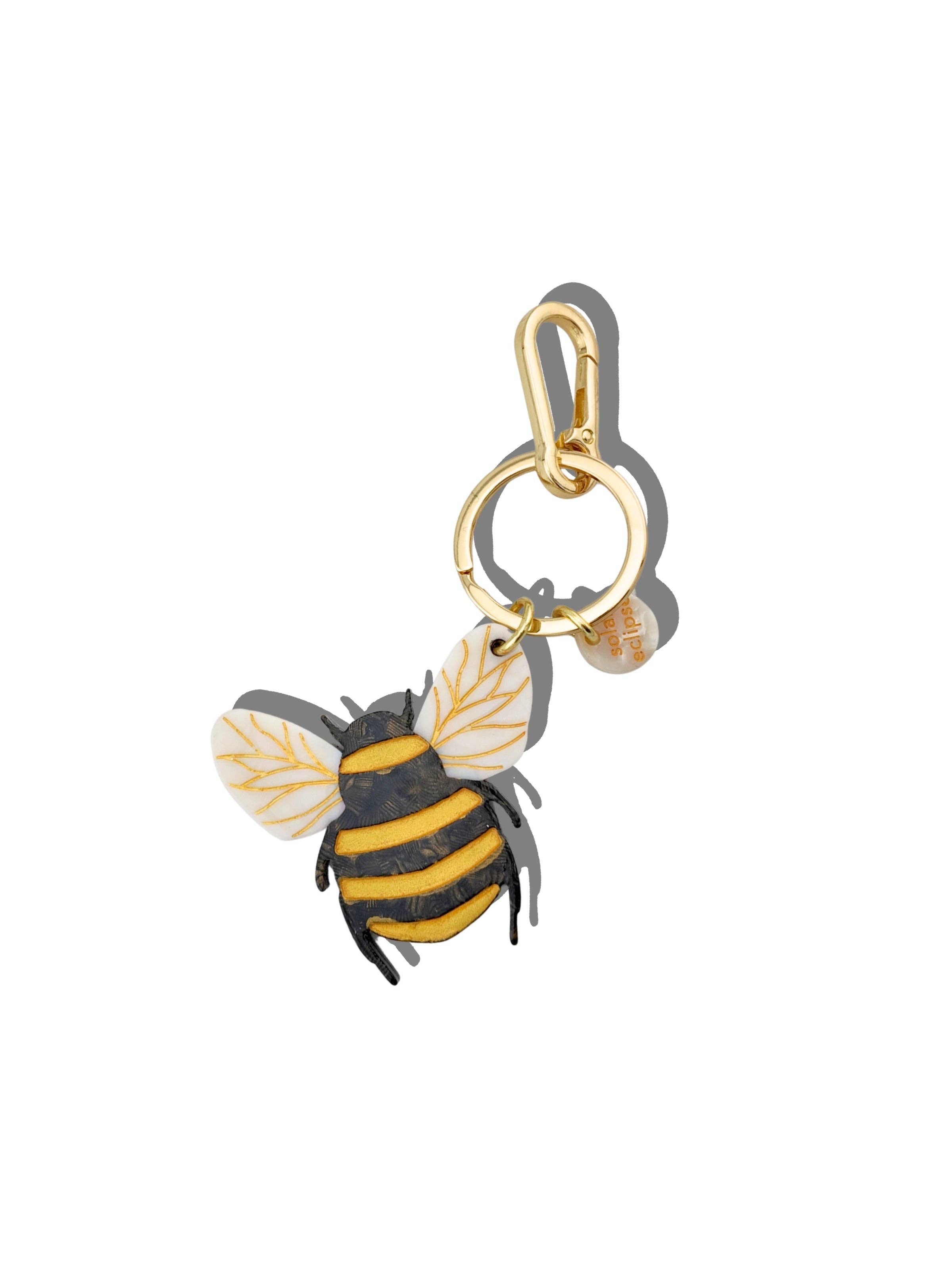 Hand-painted Honey Bee Bag Charm + Keychain | Eco-Friendly