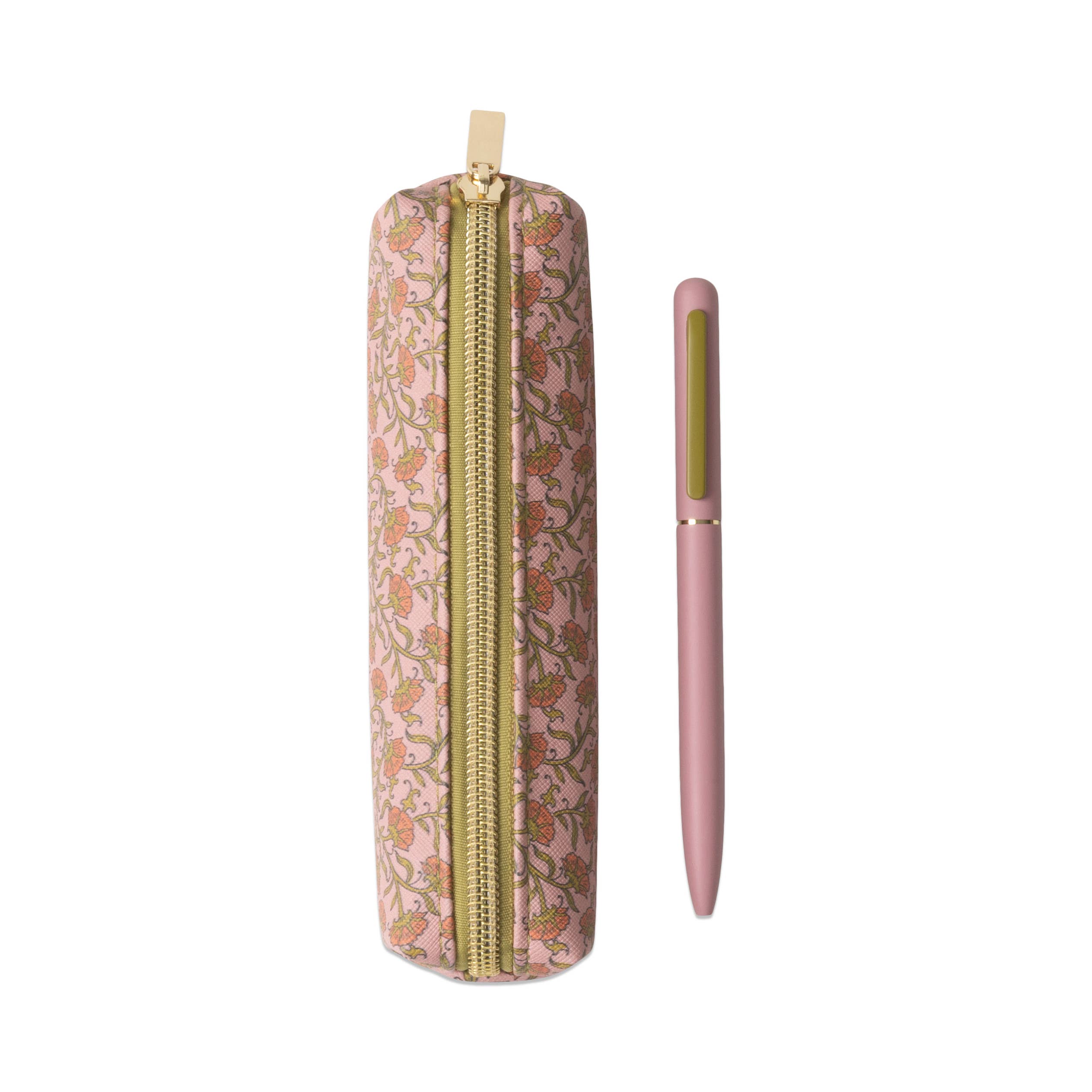 Pen & Pouch Set- Pink Vintage Floral