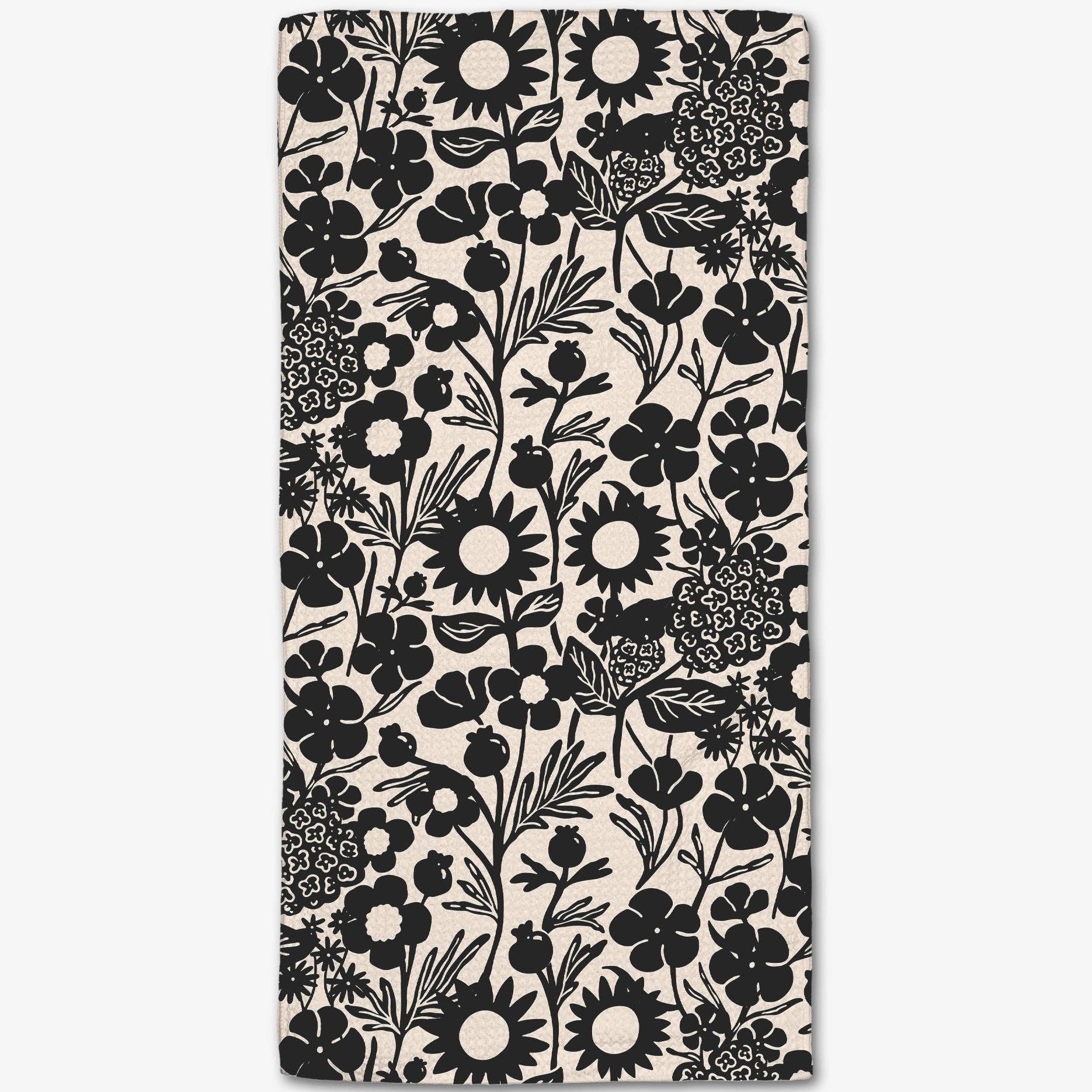 Black Flower  Garden Bar Towel