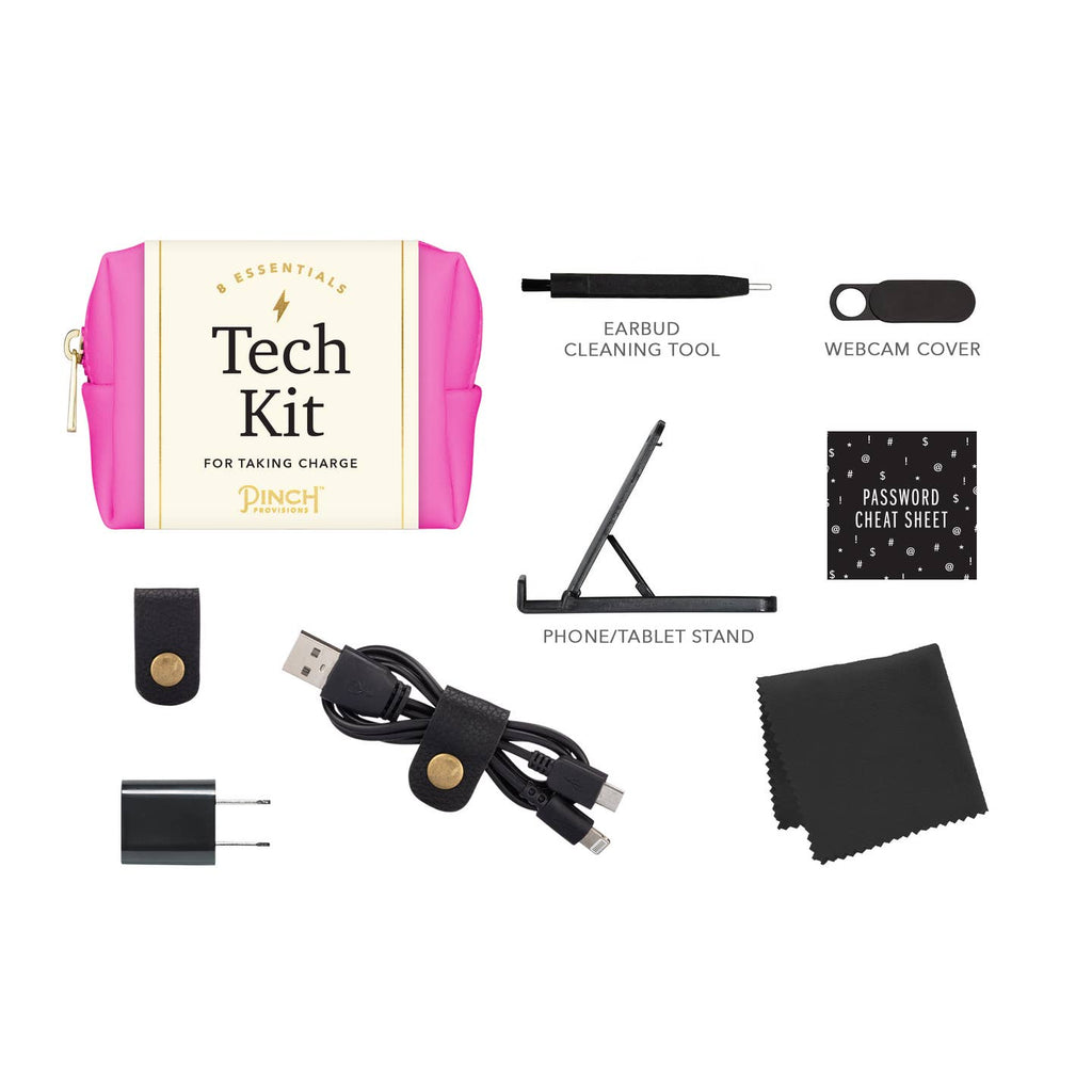 Unisex Travel Kit in pink. Bring your own business class with a Travel Kit by Pinch Provisions. Designed for minimum space and maximum in-flight comfort, the vegan leather pouches contain 18 travel essentials. 