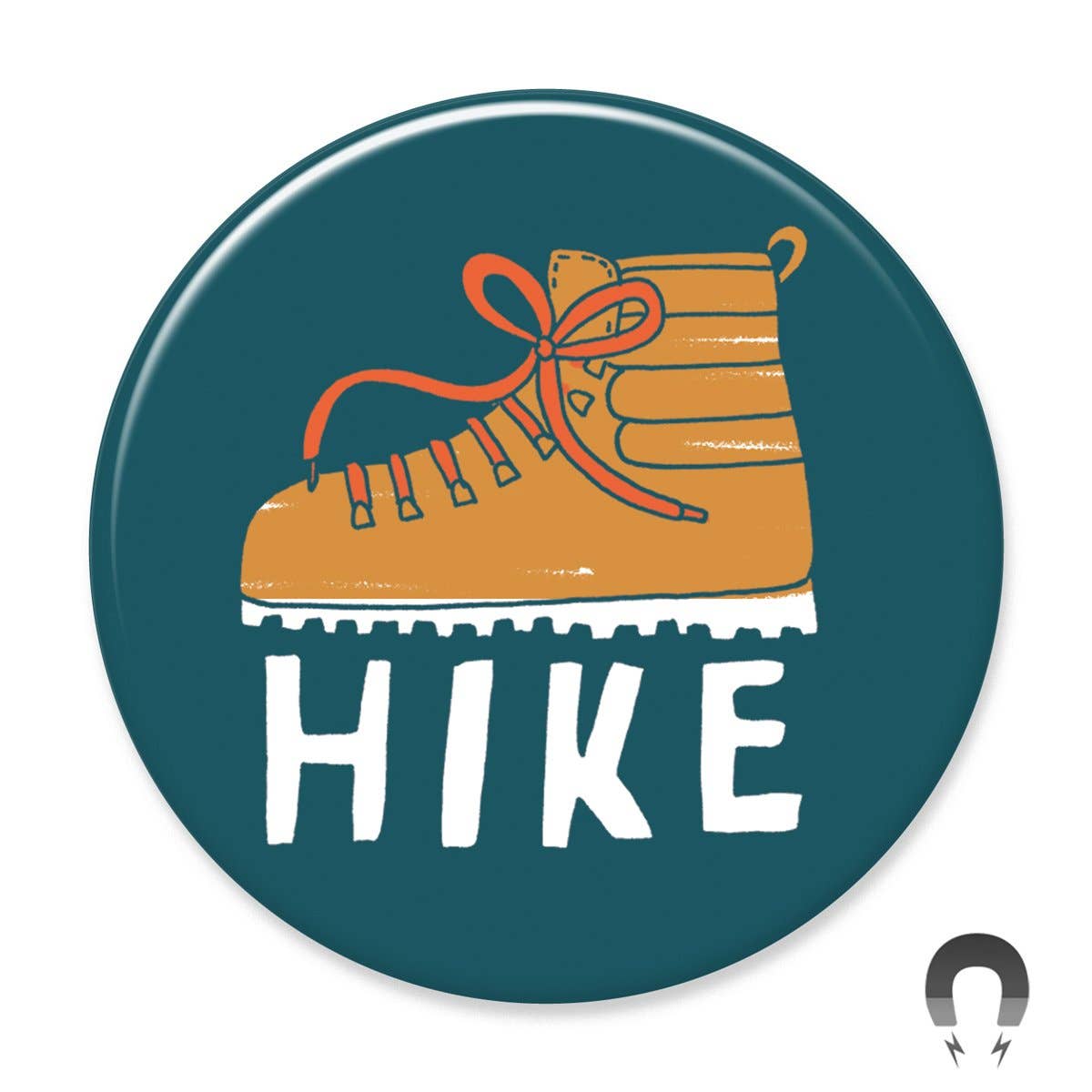 Experience the Hike Big Magnet, a product of Badge Bomb, a brand renowned for its commitment to sustainability and quality. This magnet, designed by Kate Sutton, is proudly made in the USA. It embodies the spirit of hiking and the great outdoors.