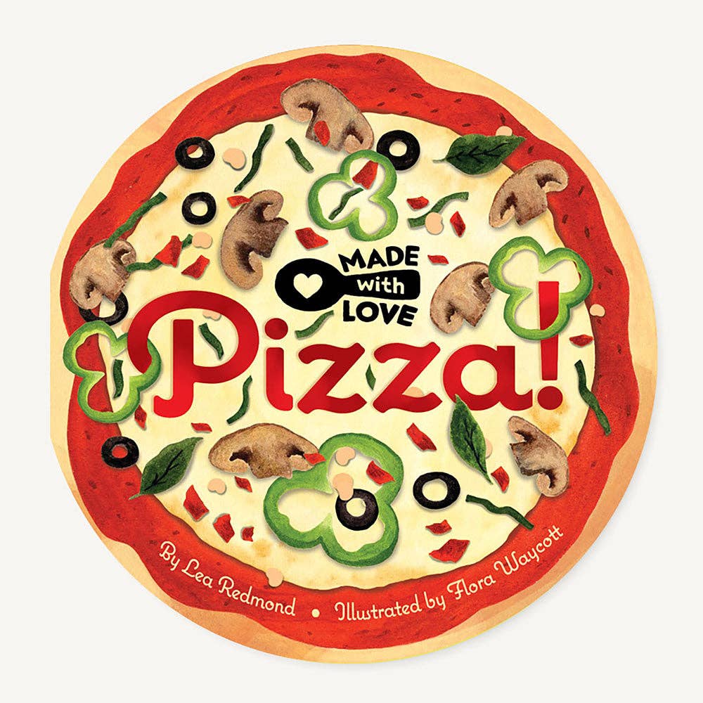 Create the perfect pizza with each turn of the page in this adorable board book that shows any pie is made better with love—and someone to share it with.

Let's make a pizza! Can you guess each ingredient as it's added? Soon the pizza will be ready to eat—overflowing with tasty toppings and piping hot, fresh out of the oven! Artfully drizzled with Lea Redmond's fun-loving guessing game and topped with mouthwatering illustrations from Flora Waycott, this pizza-shaped board book is stacked with treats for all