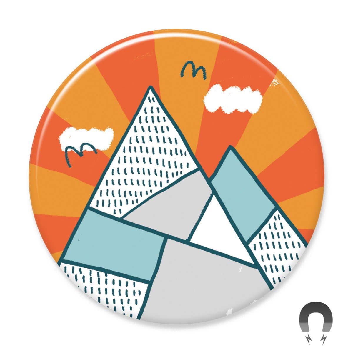 The Mountains Orange Big Magnet, designed by Kate Sutton, adds a vibrant touch to your space. USA Made.