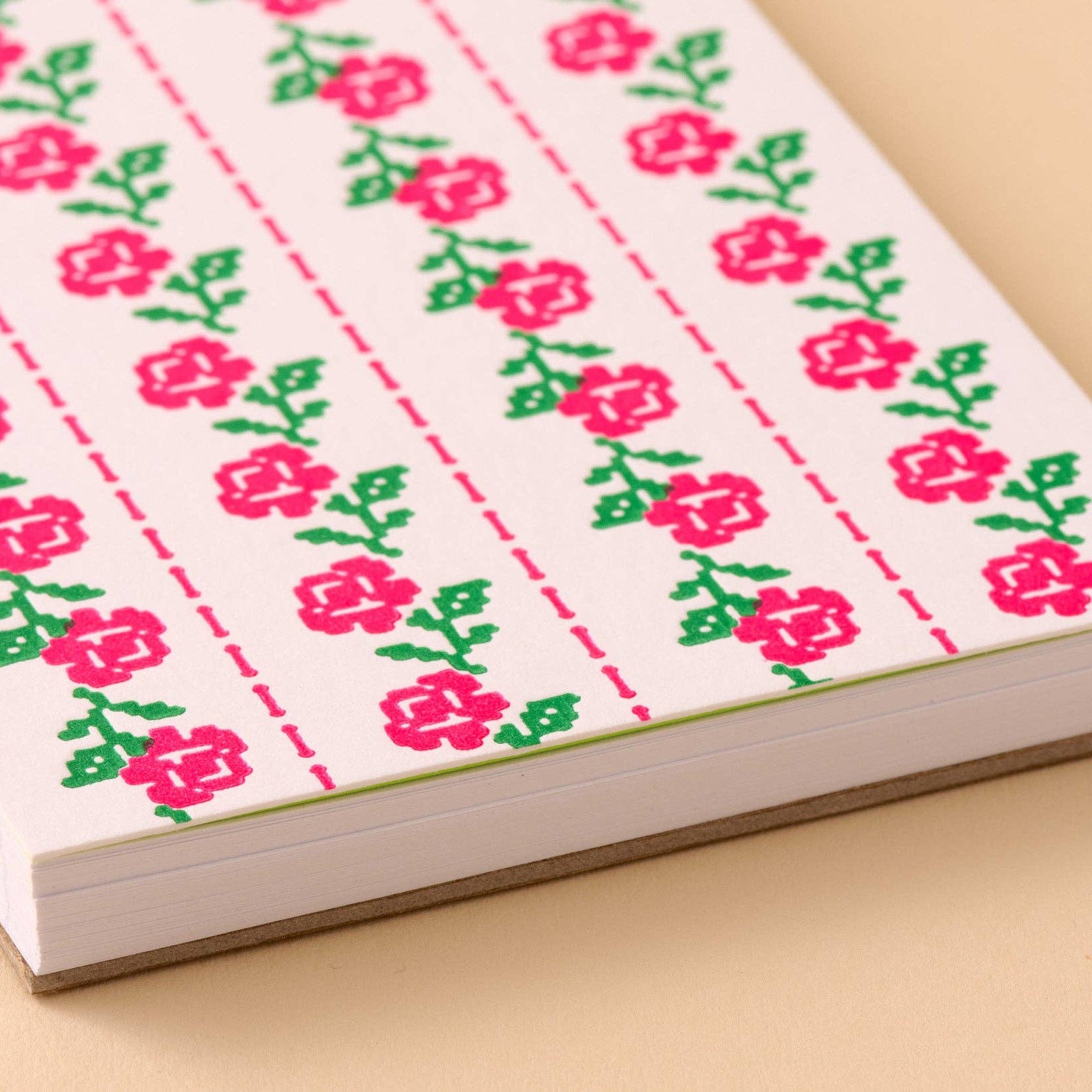 Cross-stitch Rose Letterpress Spiral Notebook