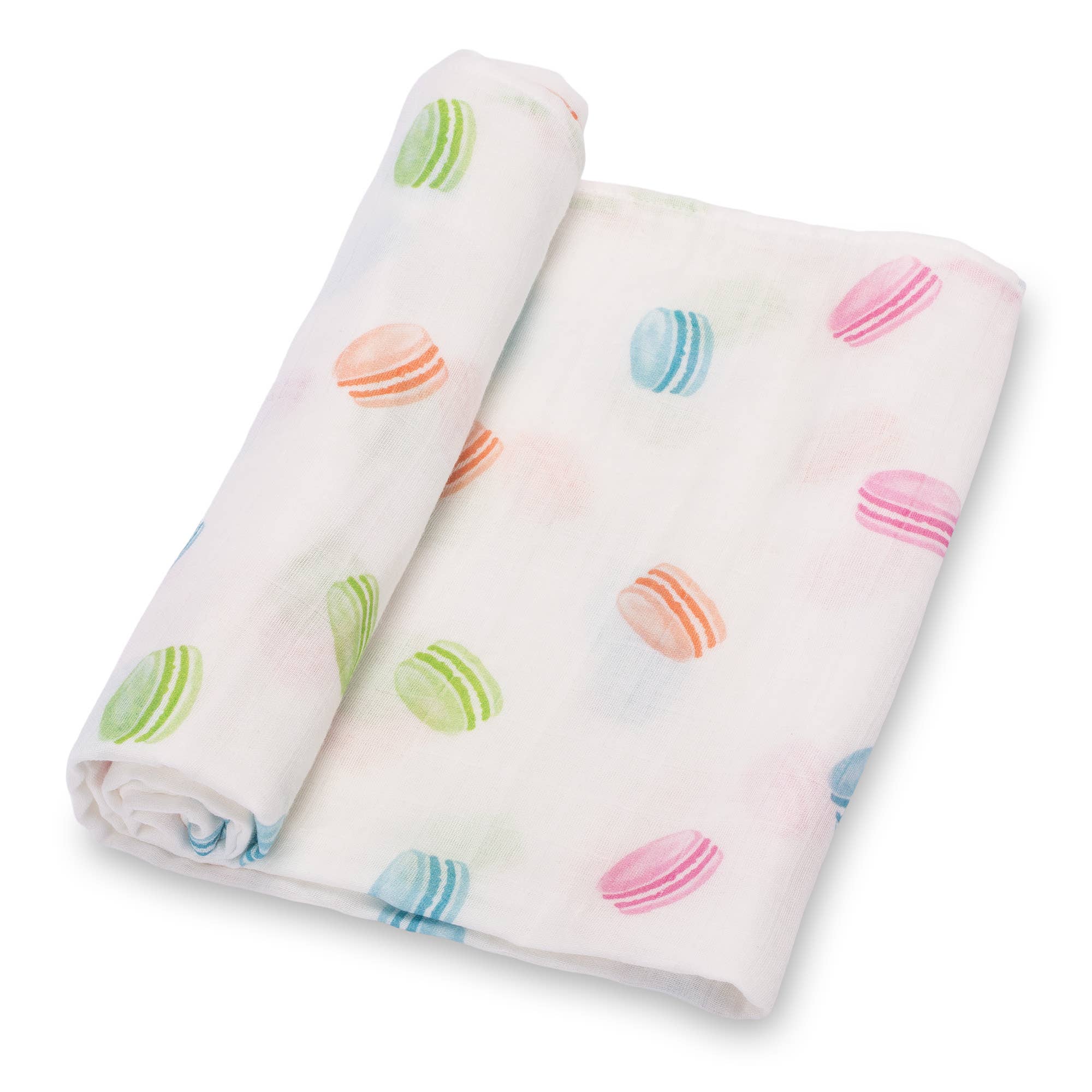   baby blankets with colorful macaron pattern on a white background