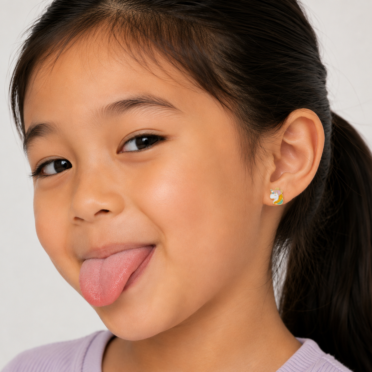 Unicorn Enamel Flat Back Kids Earrings