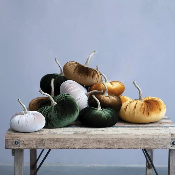Velvet Pumpkin w/ Resin Stem - Multiple Sizes & Colors Available