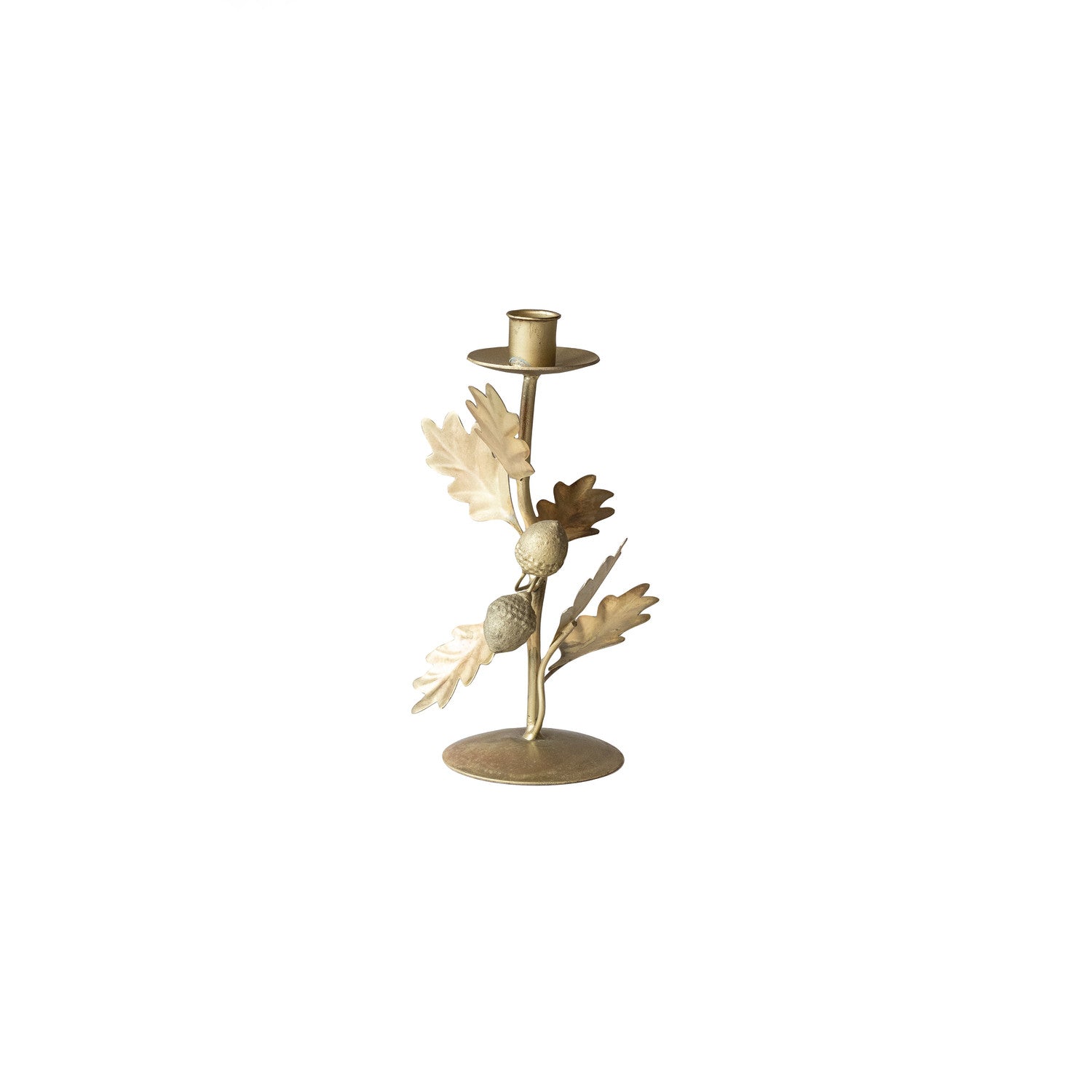 Handmade Metal Oak Leaves & Acorns Taper Holder