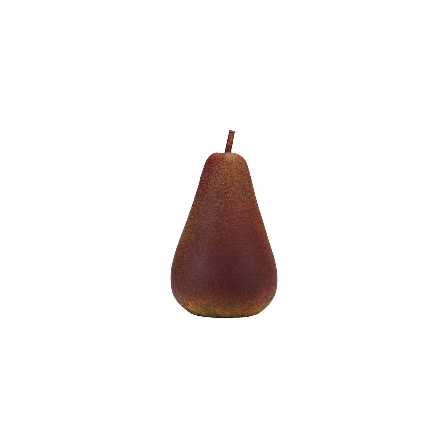 2" Round x 3-1/2"H Cement Pear, Red & Brown