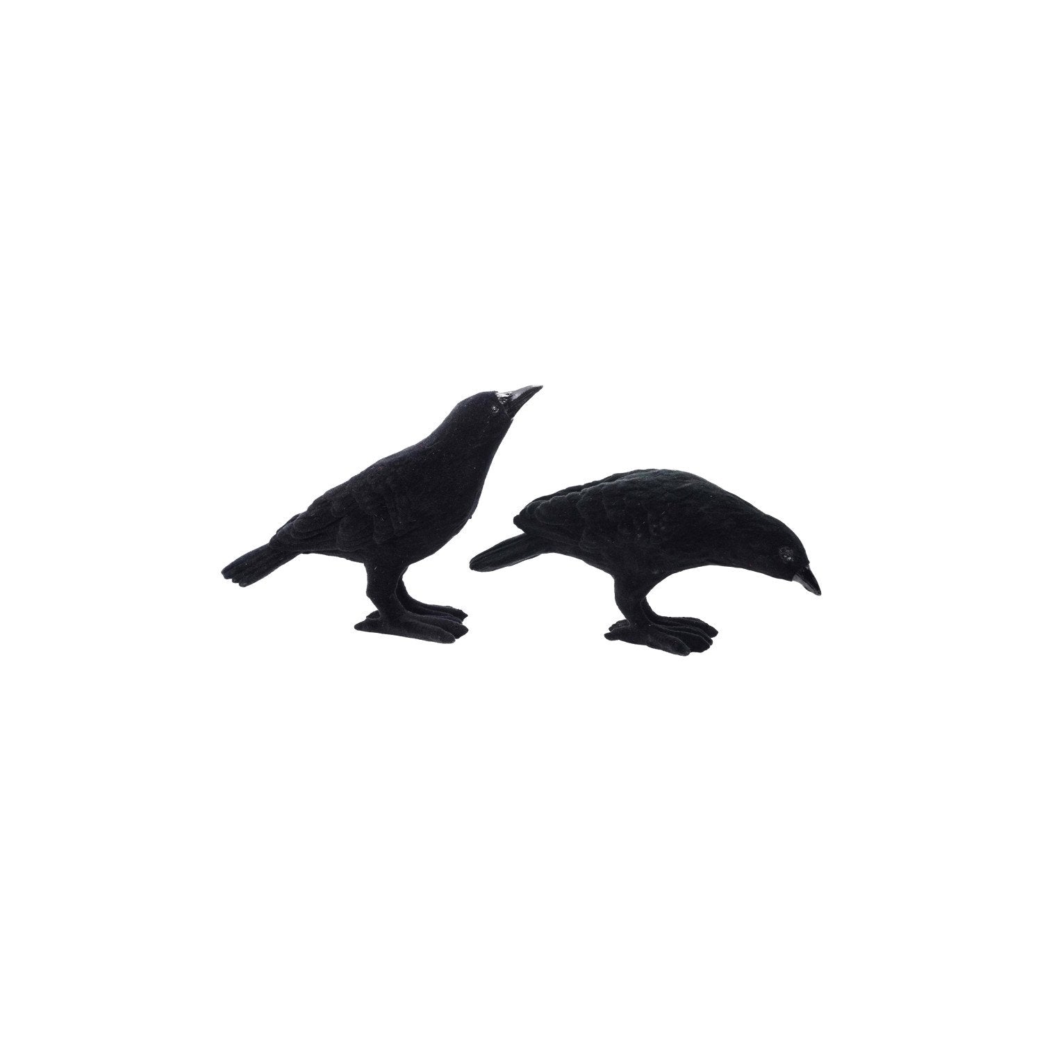 6-3/4"L - 7-1/2"L Flocked Resin Crow, Black, 2 Styles