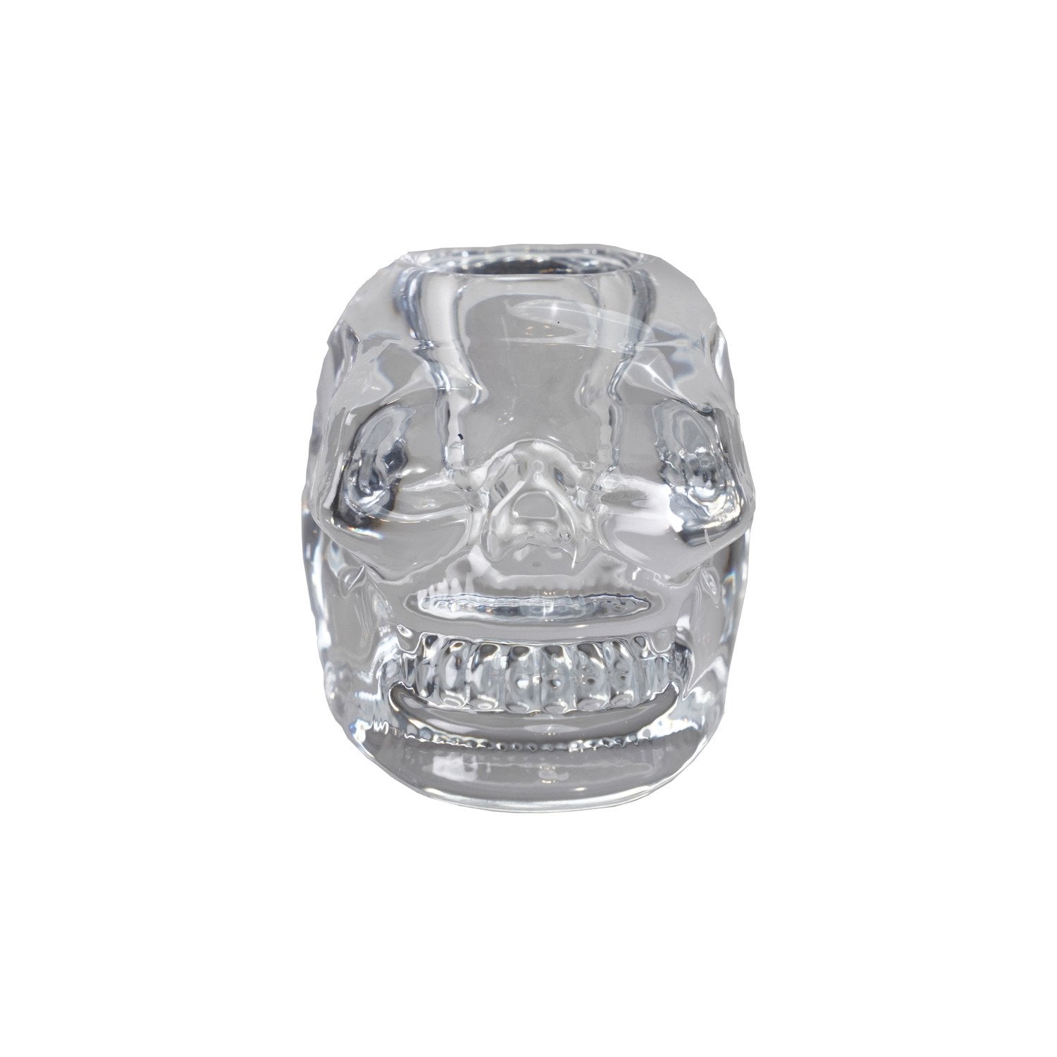 2-3/4"L x 2"W x 2"H Glass Skull Shaped Taper Holder