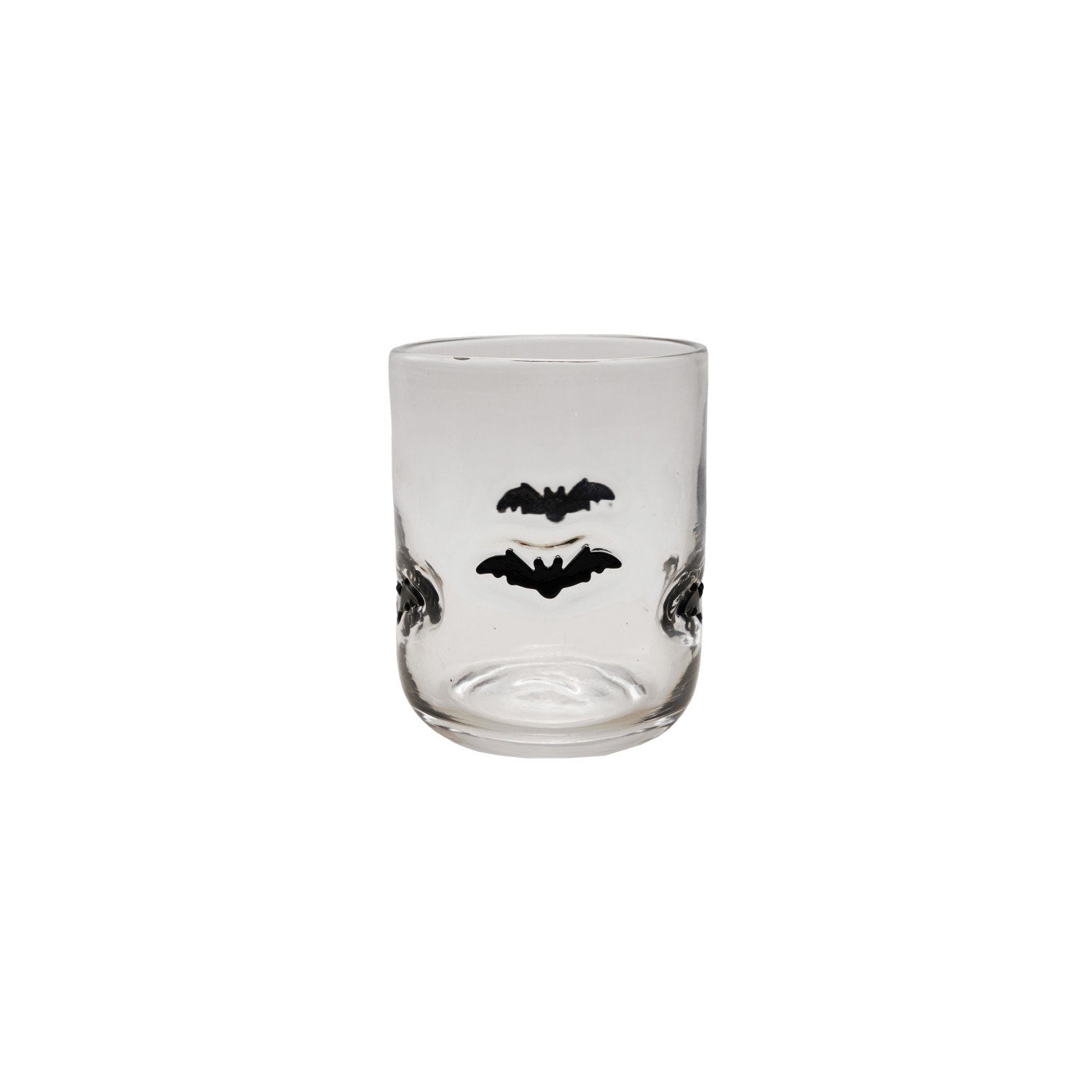 16 oz. Drinking Glass with Embedded Bats, Black