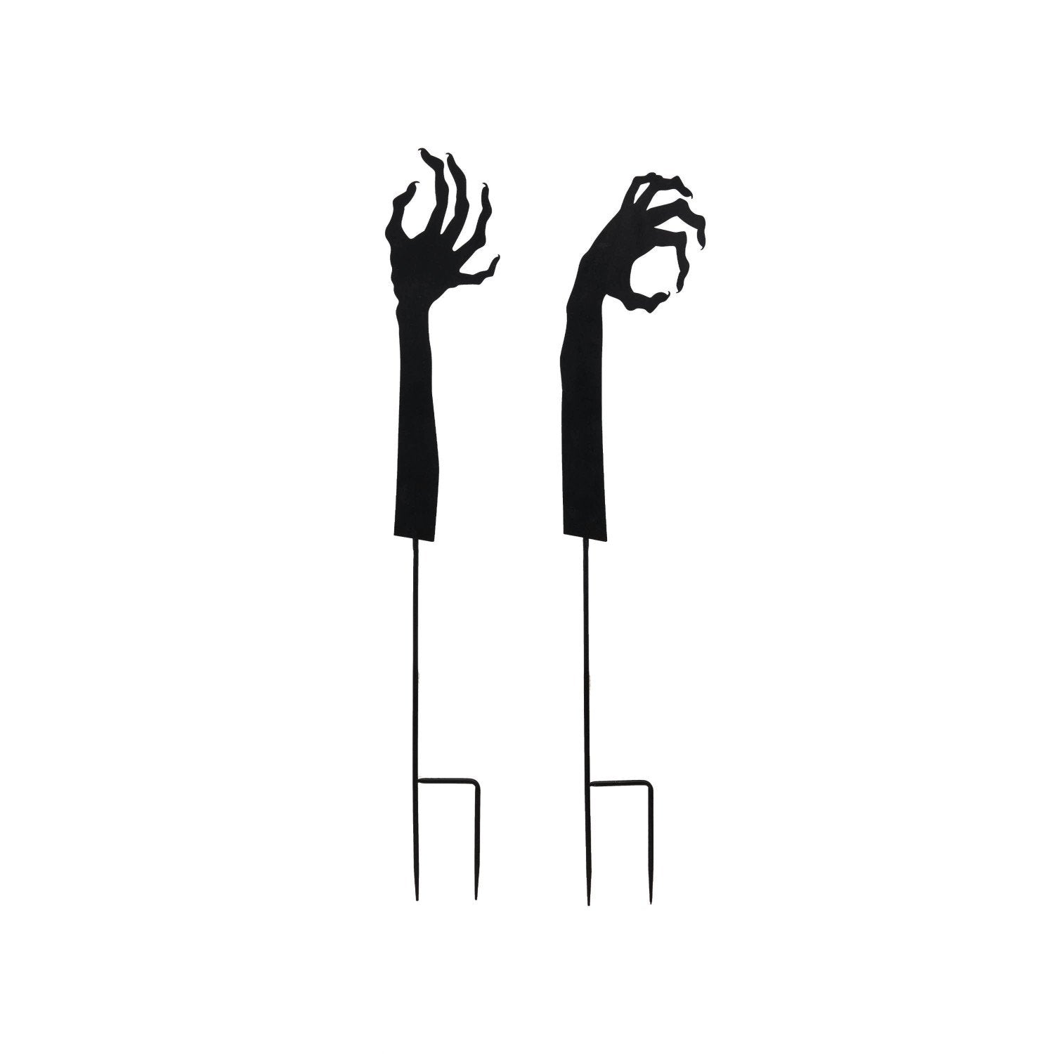 Approximately 38"H Metal Monster Hand Yard Stake, Black, 2 Styles