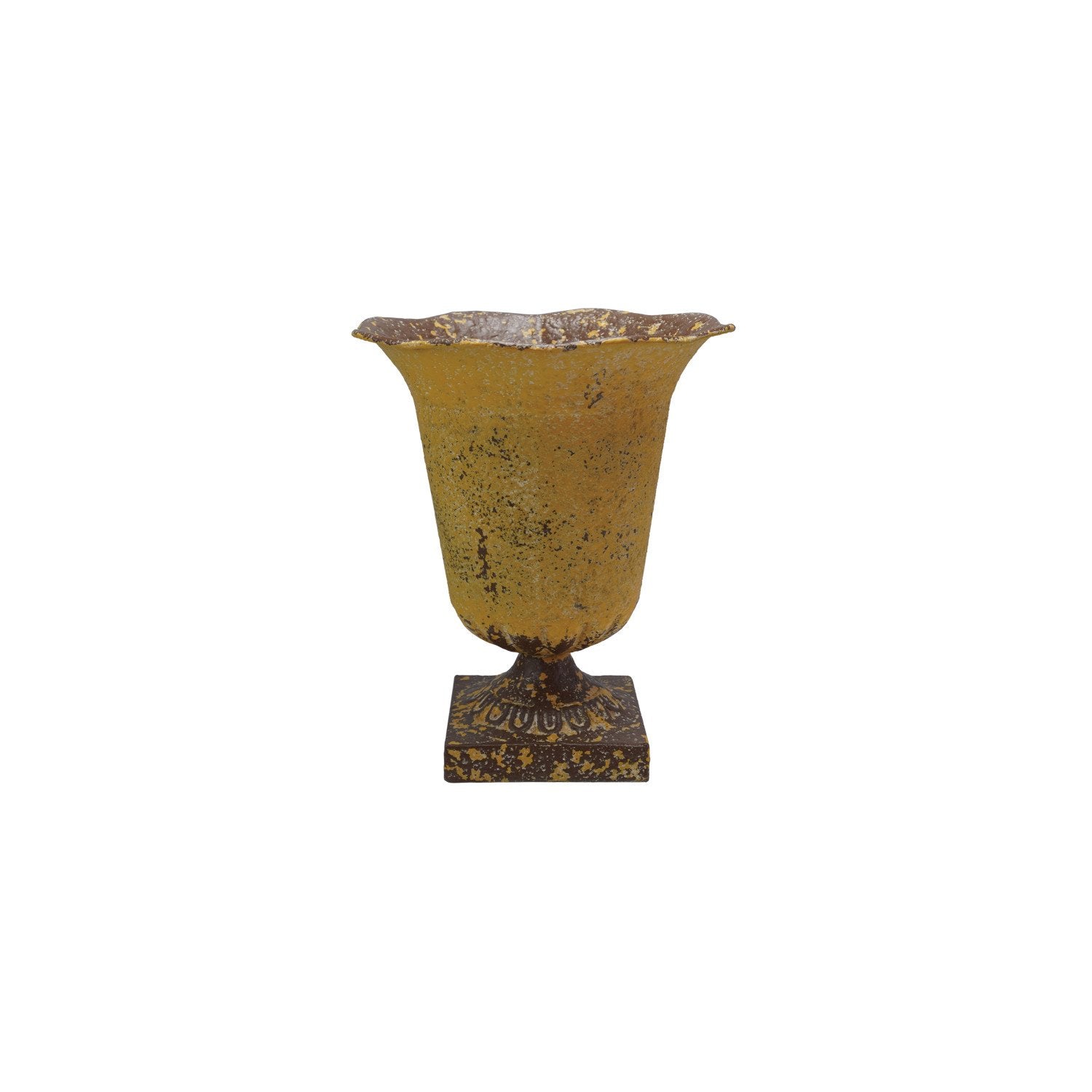 Metal Urn, Heavily Distressed Finish (Each Will Vary)