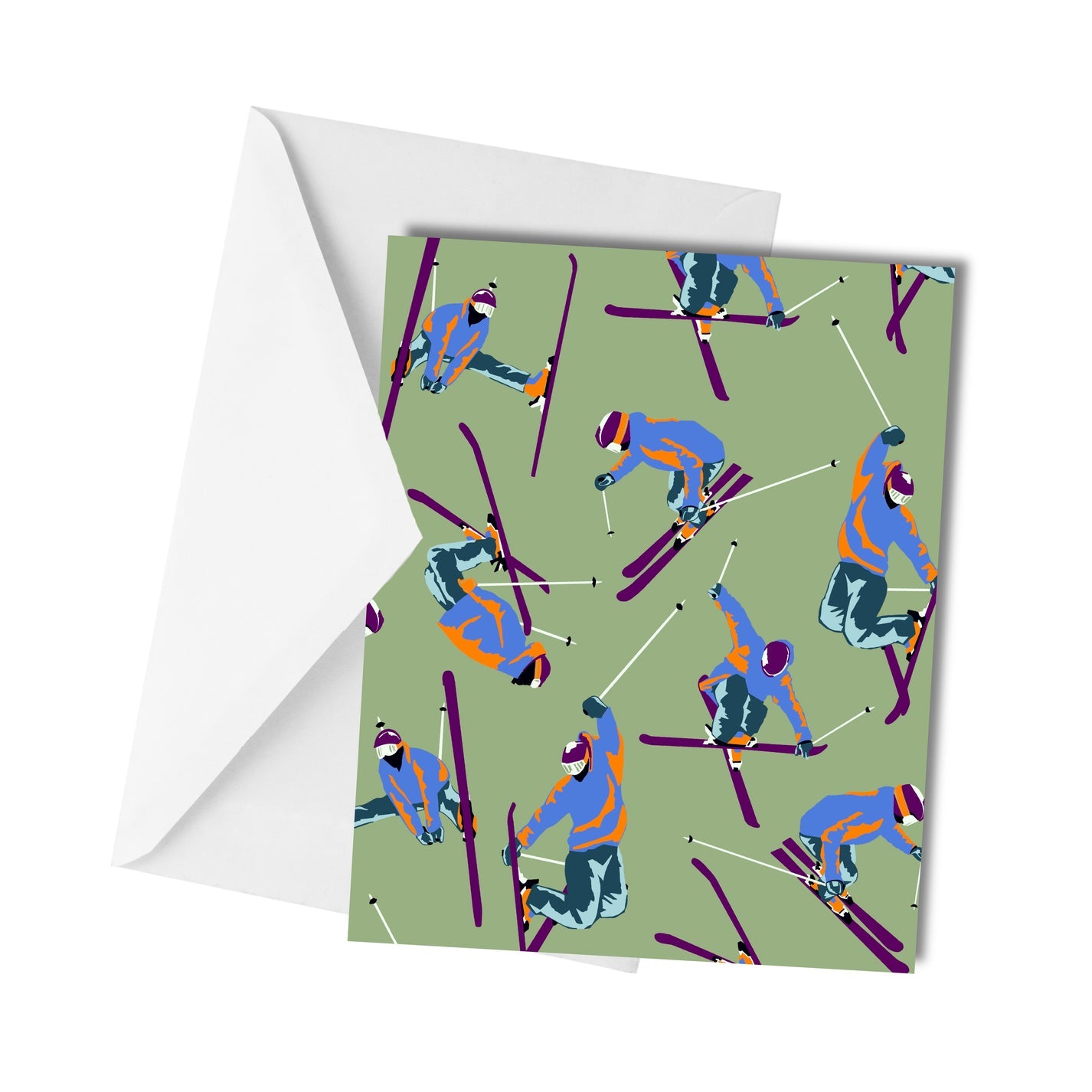 Colorful Skiers - Greeting Card