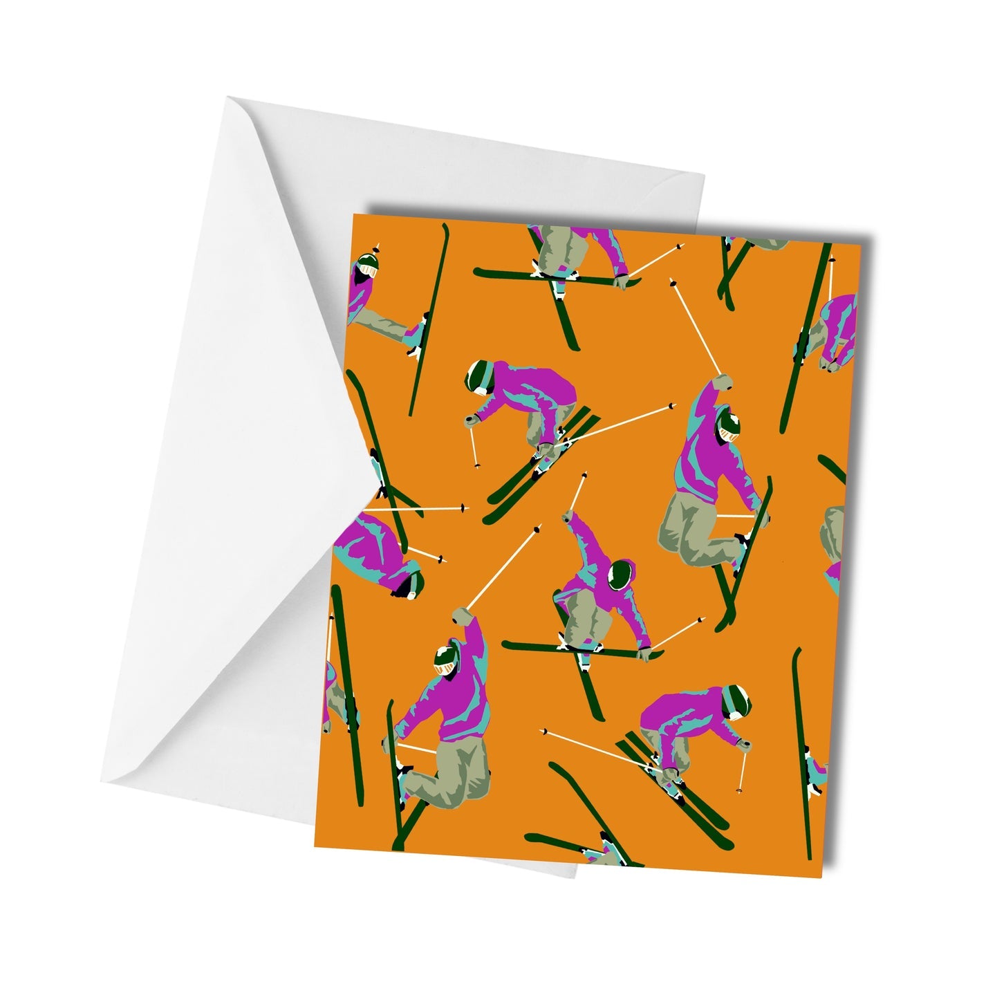 Colorful Skiers - Greeting Card