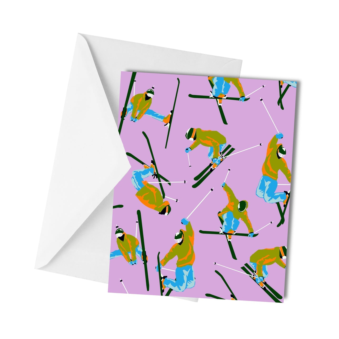 Colorful Skiers - Greeting Card