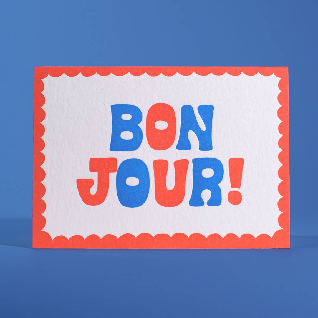 Bon Jour Letterpress Greeting Card