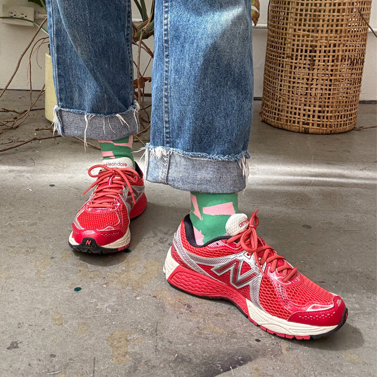 Crew Socks - Checks in Watermelon