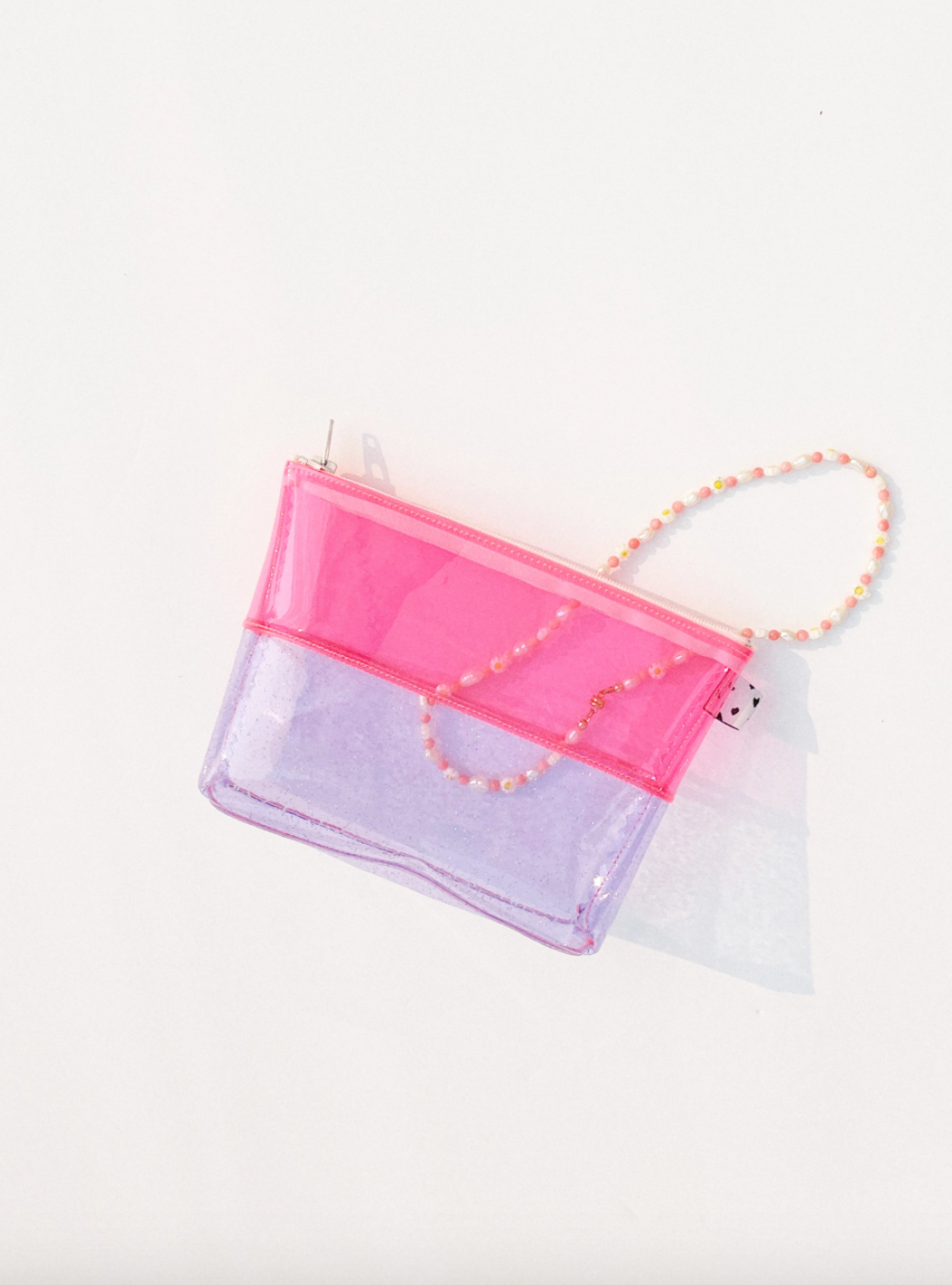 Pink & Purple Glitter Vinyl Flat-Bottom Pouch