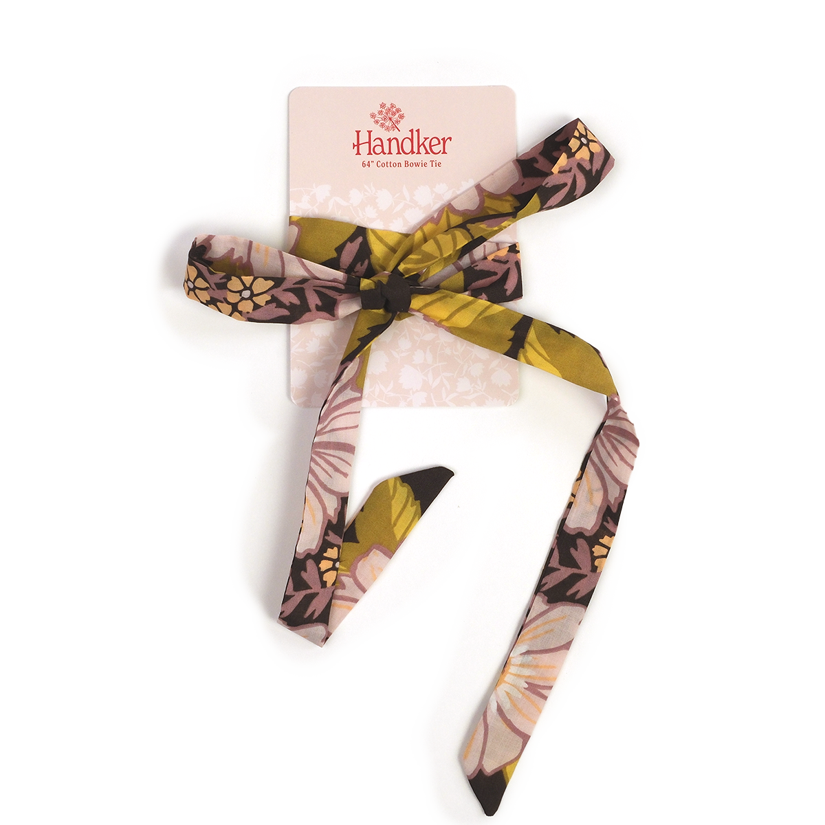 Decorative bow with floral pattern on a white background, featuring the Handler brand.
