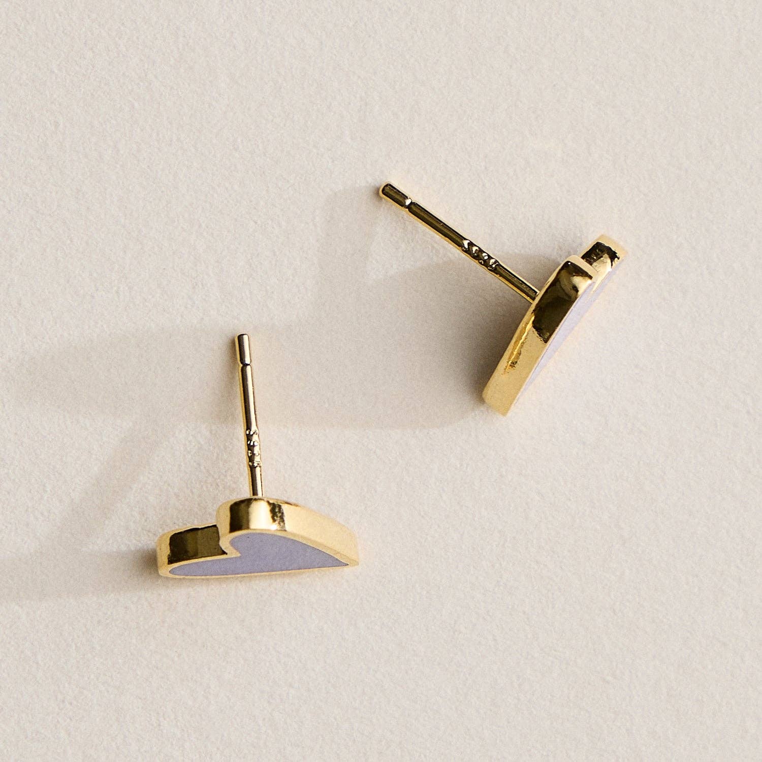 Enamel Heart 18K Gold Dip Stud Earrings - Black