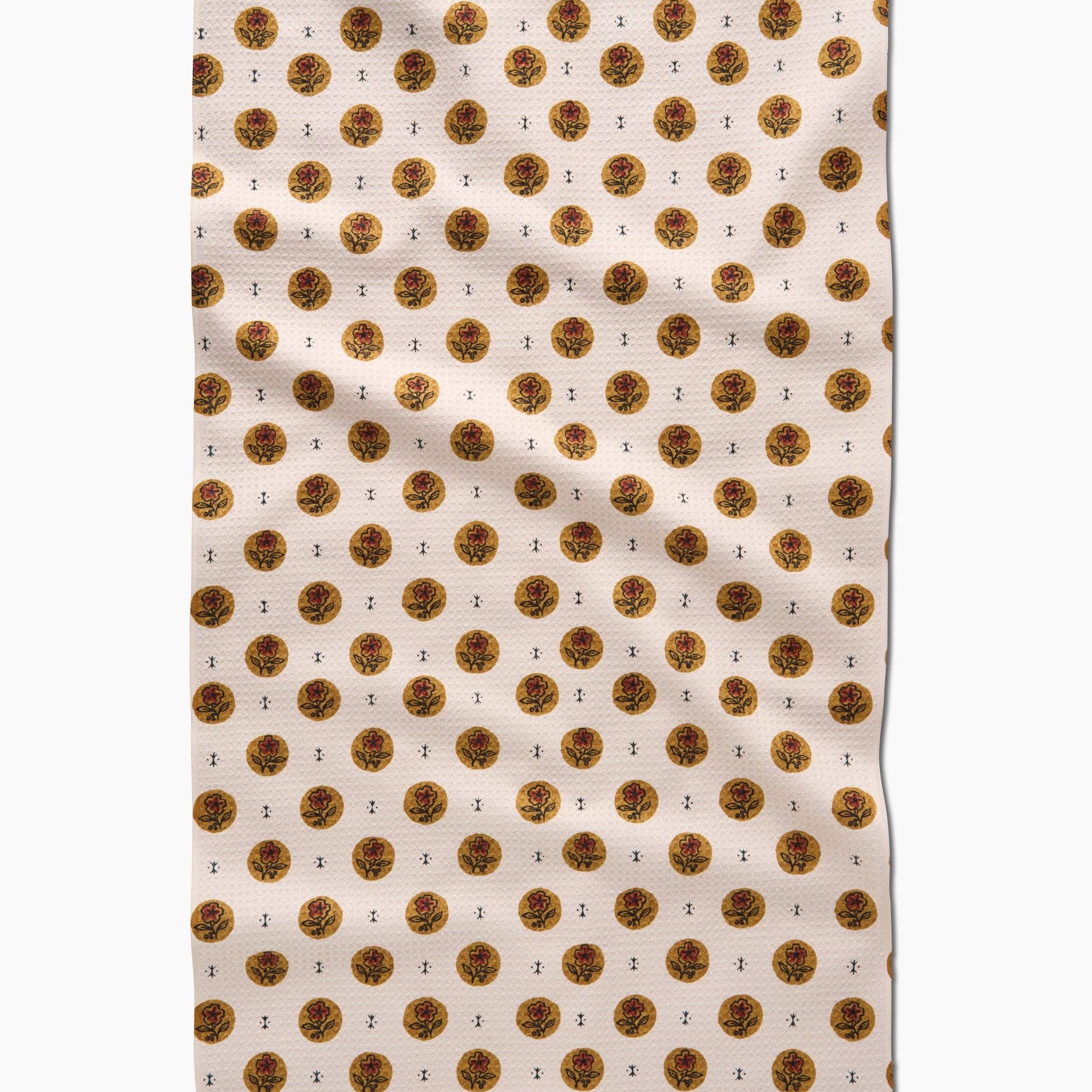 Artisanal Floral Cream Tea Towel