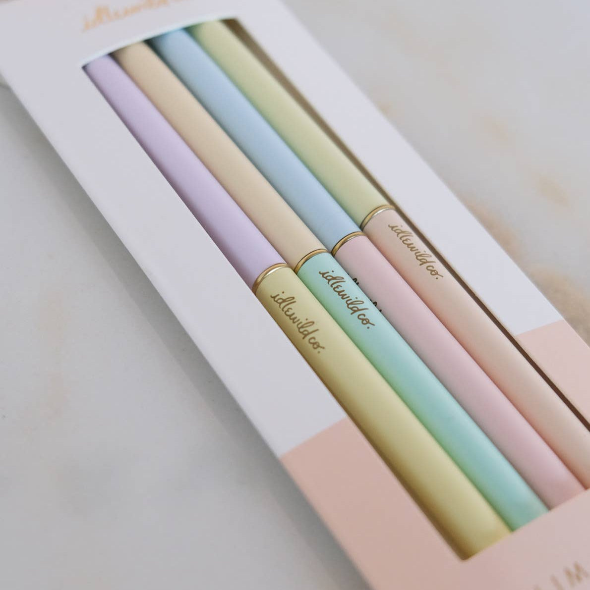 Our best-selling slim style ballpoint pens feature scratch proof barrels in vibrant colors, designed to last a lifetime. The slim barrel makes writing effortless, and proves why these pens are best-selling season after season. Each set of four coordinating pens is packaged in a custom-designed, plastic-free package that shows off the color way.

• Black Ink&nbsp;

• Approximately 6 1/4″ X 5/16″

• Plastic Free Packaging