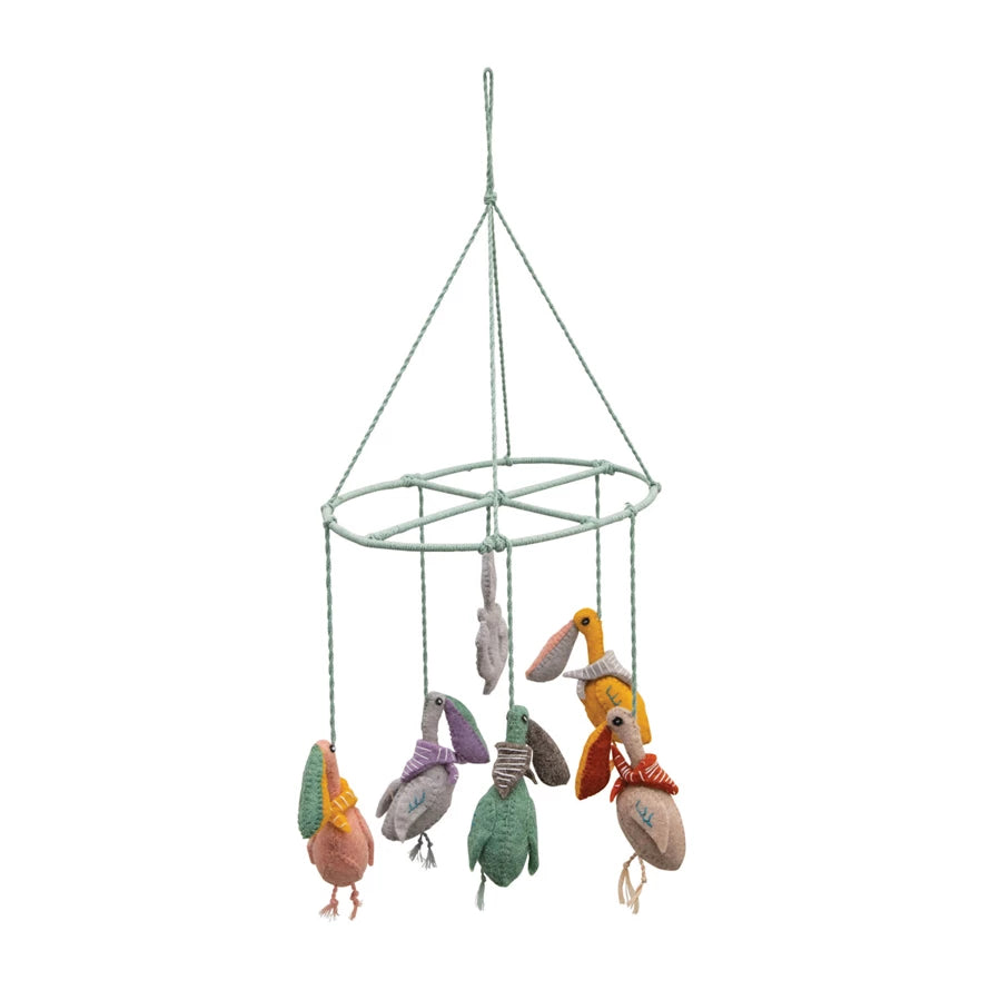 Wool Felt Pelican Mobile with Anchor