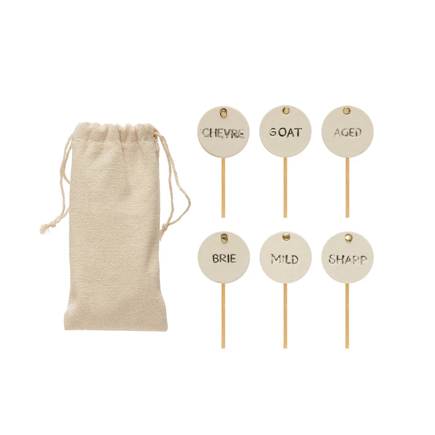 Make your cheese platter stand out with our Stoneware and Stainless Steel Cheese Markers! These markers not only add a touch of elegance to your display, but also help your guests easily identify each type of cheese. Perfect for dinner parties or wine tastings. Brie, Sharp, Goat, Chevre, Mild & Aged
