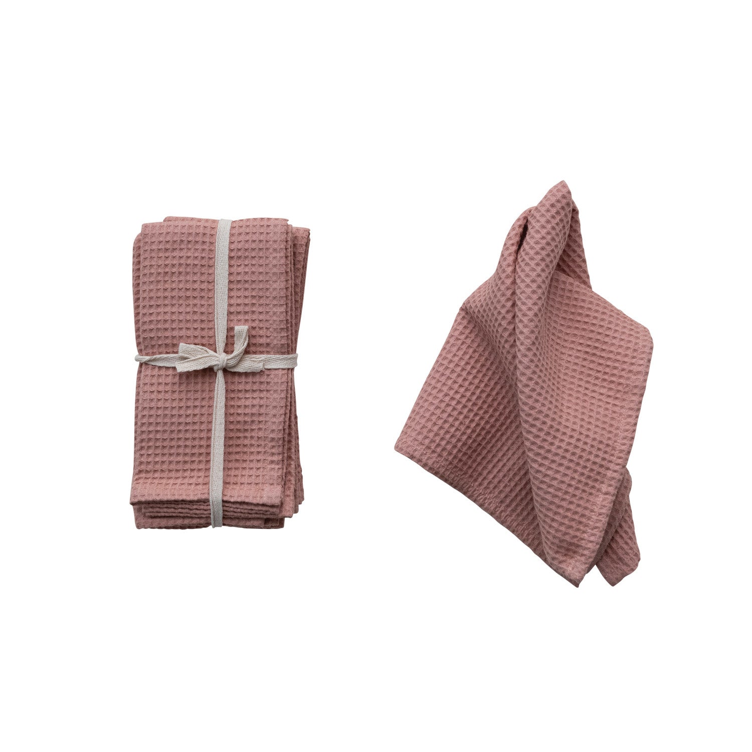 18" Square Woven Linen & Cotton Waffle Napkins, Set of 4