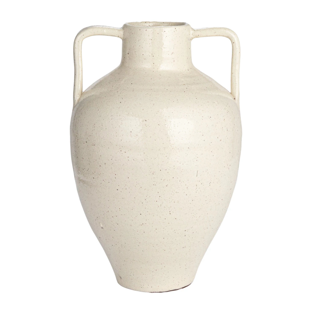This hand-painted terra-cotta vase features an abstract face and crackle glaze in white, blue, and aqua colors. It is a unique and beautiful home accessory, made of baked clay with a porous and earthy texture. The vase has a round shape and wide opening, and its hand-painted design adds a playful and artistic touch. The crackle glaze creates a glossy surface, while the white, blue, and aqua color scheme adds a cozy and elegant look.
