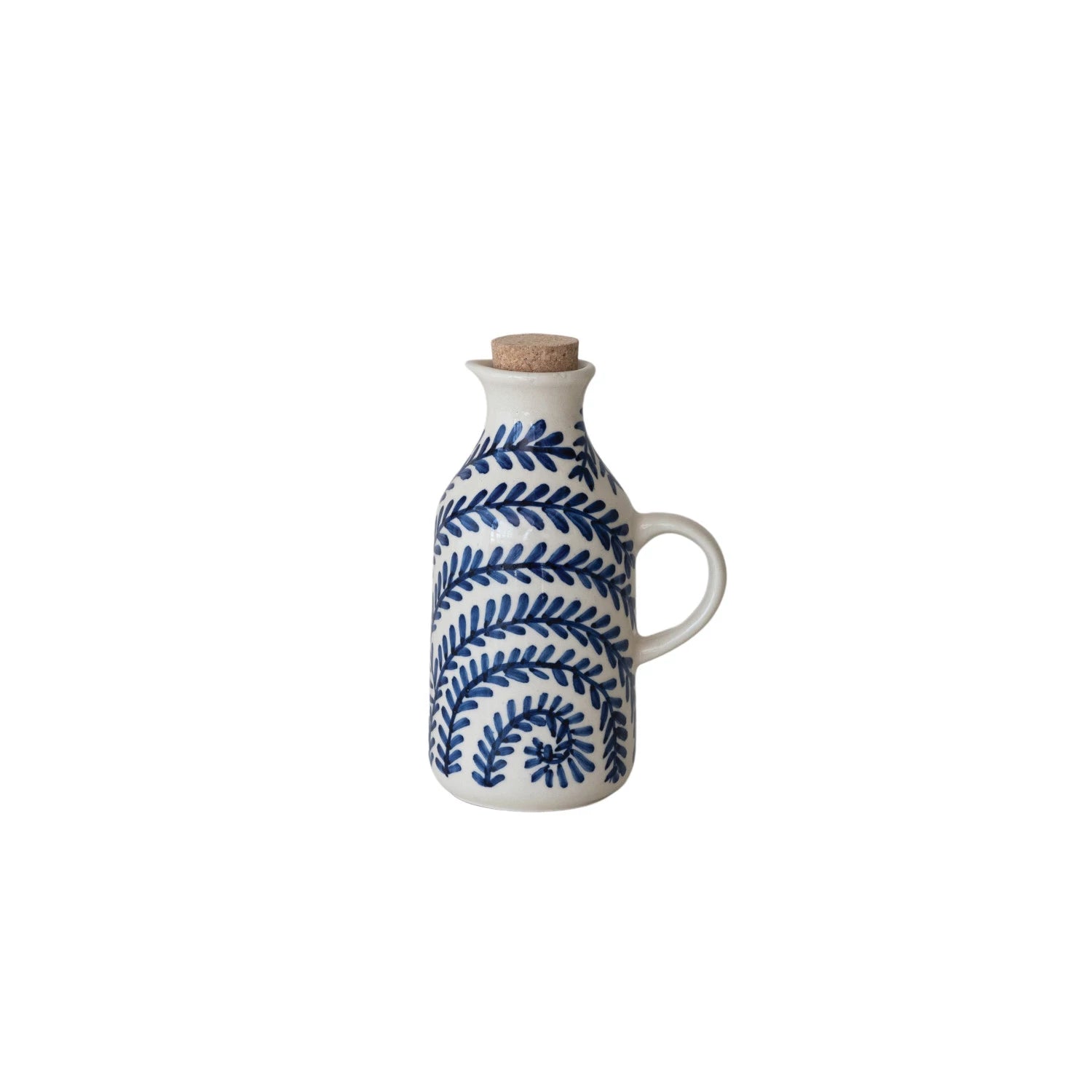 Drizzle with delight using this 8 oz. Hand-Painted Stoneware Oil Cruet! Featuring a charming design and a snug cork stopper, it keeps your oils fresh and your kitchen looking fabulous. Perfect for adding a splash of style to your cooking routine, this playful cruet makes every pour a little more fun! 3-3/4"L x 2-3/4"W x 5-3/4"H