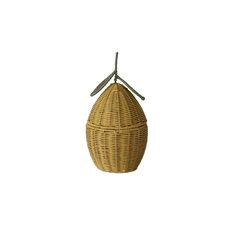 Hand-Woven Rattan Lemon Basket with Lid