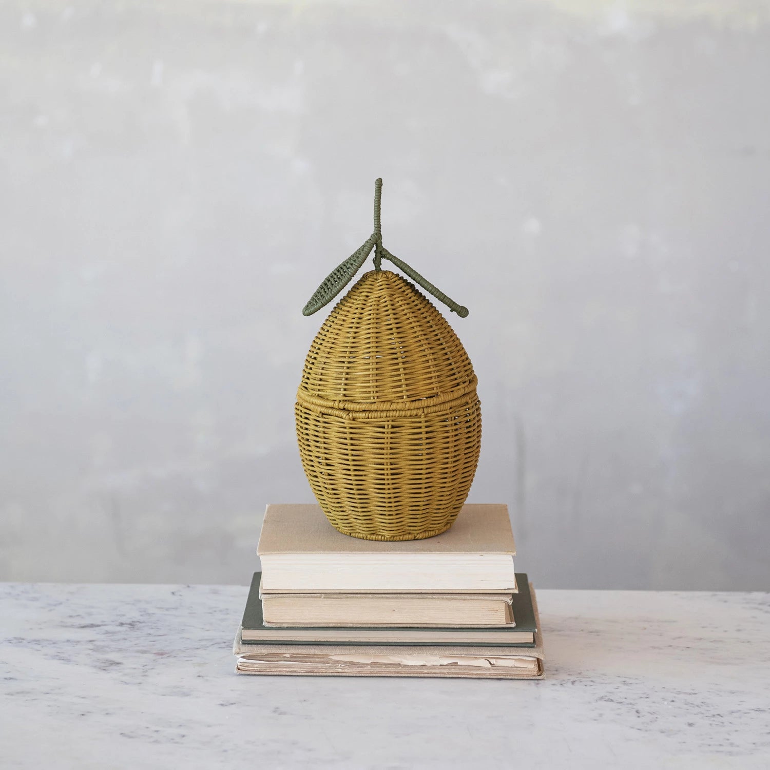 Hand-Woven Rattan Lemon Basket with Lid