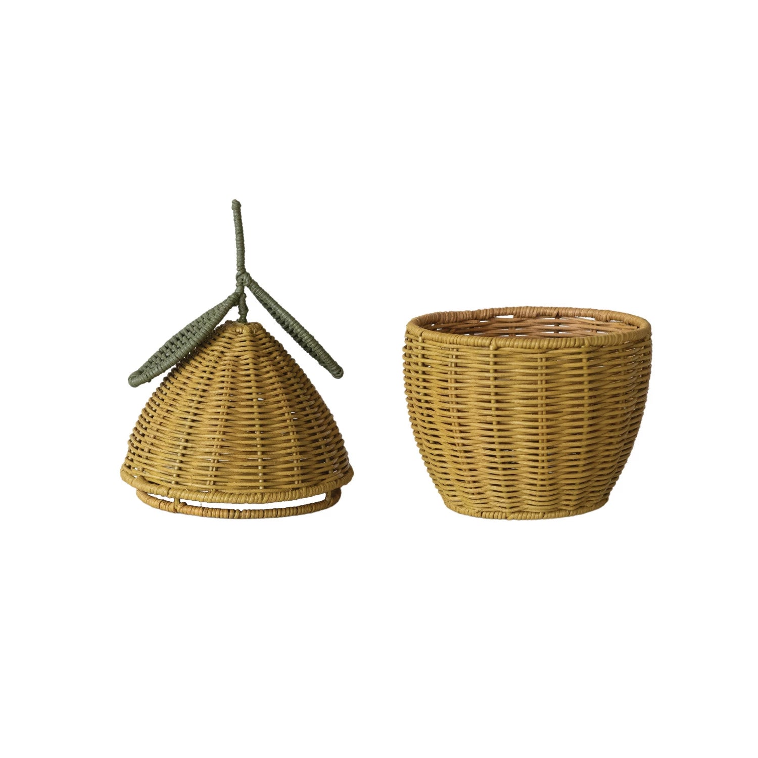Hand-Woven Rattan Lemon Basket with Lid
