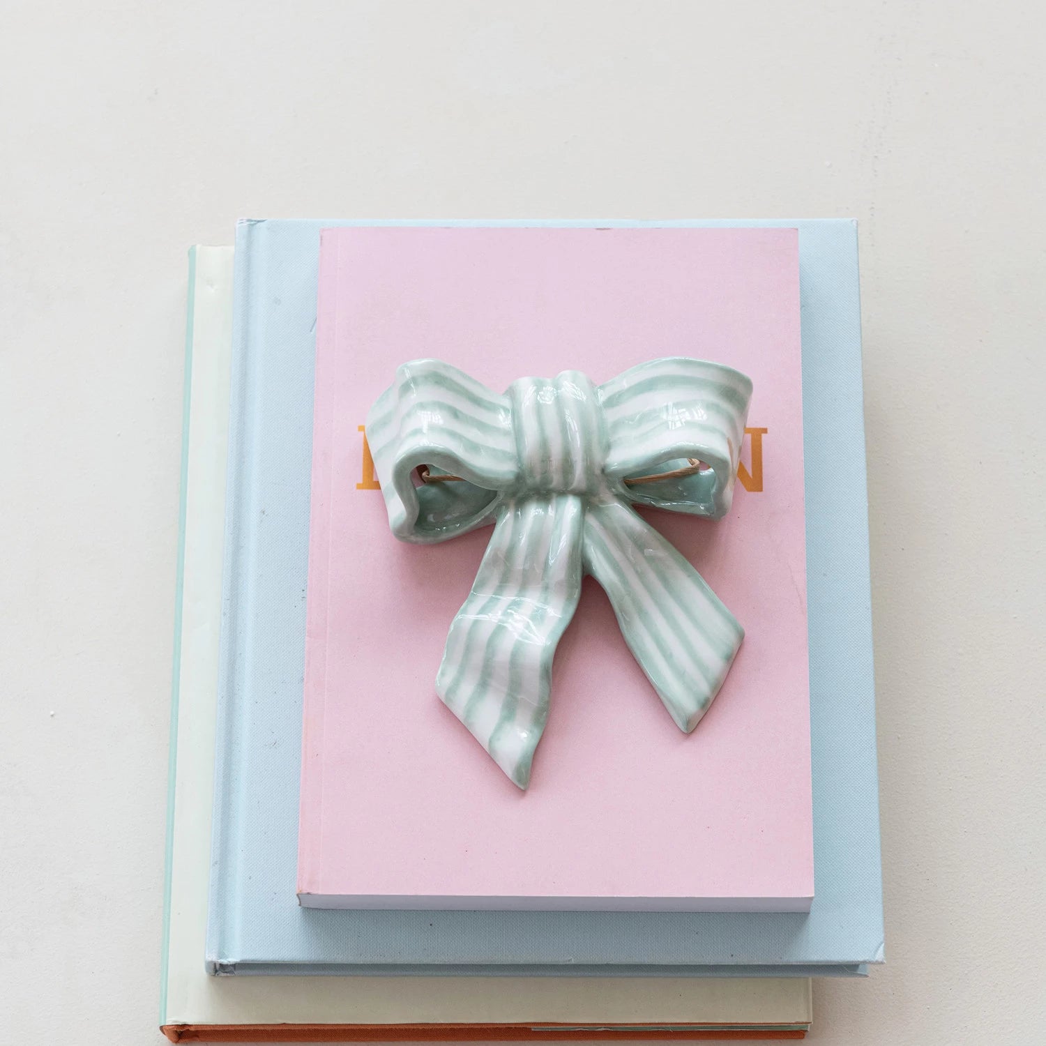Stoneware Striped Bow Wall Hanging