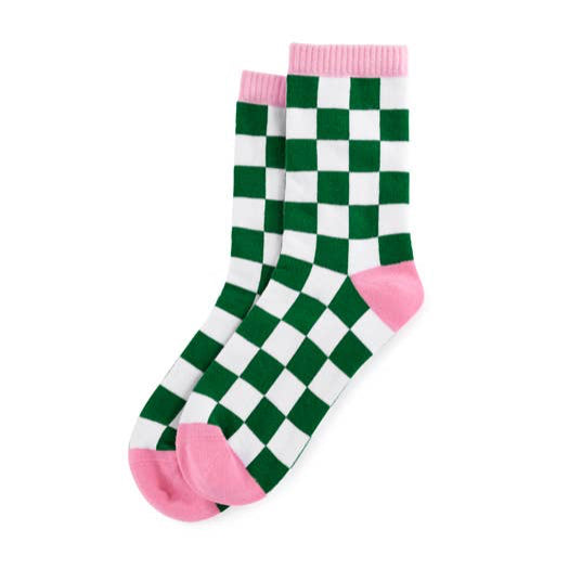Step up your sock game with the bold Lucky Check Socks with their green-and-white checkerboard pattern! Featuring playful pink accents on the cuffs, heels, and toes, they’re the perfect blend of retro charm and modern flair. Made for comfort and style, these socks are an easy way to add personality to any outfit.

Details:

Fits Size 5-10
Cotton, Polyester and Spandex