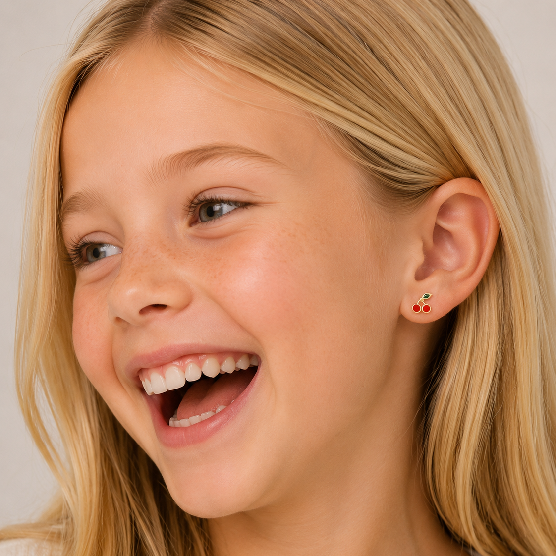 Cherry Enamel Flat Back Kids Earrings