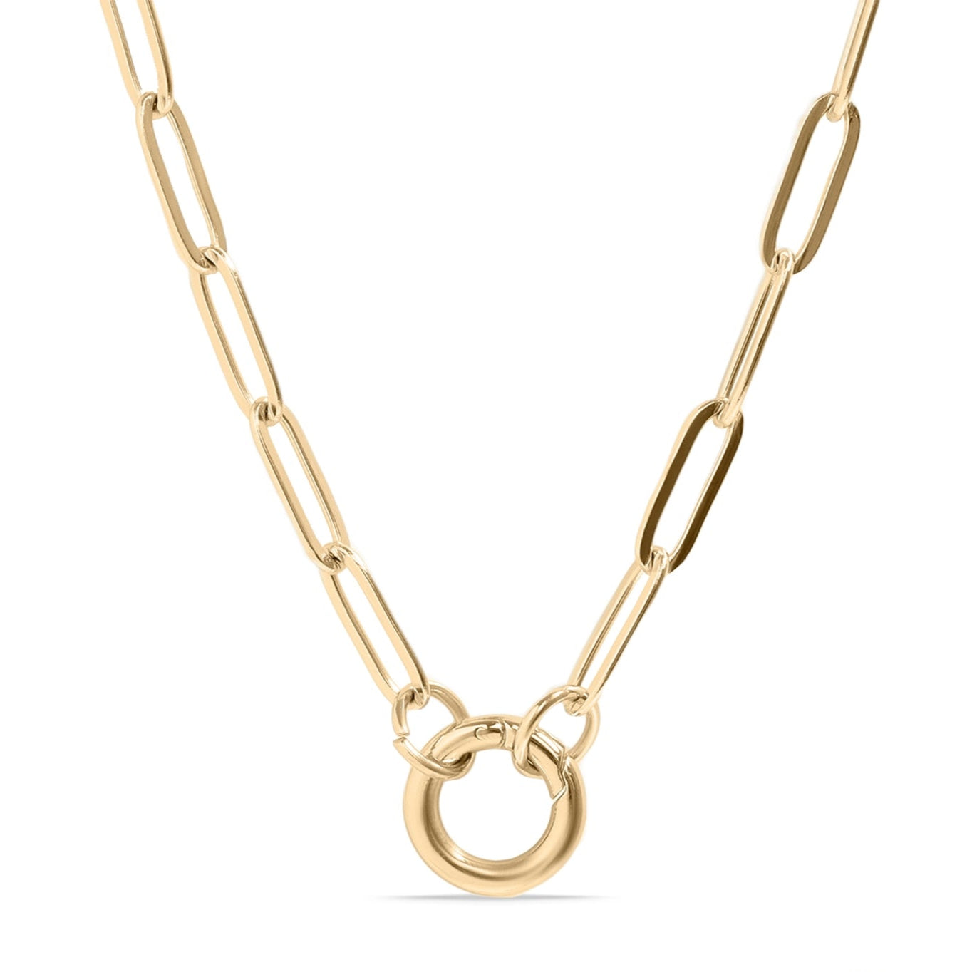 Paperclip Charm Keeper Necklace - Gold